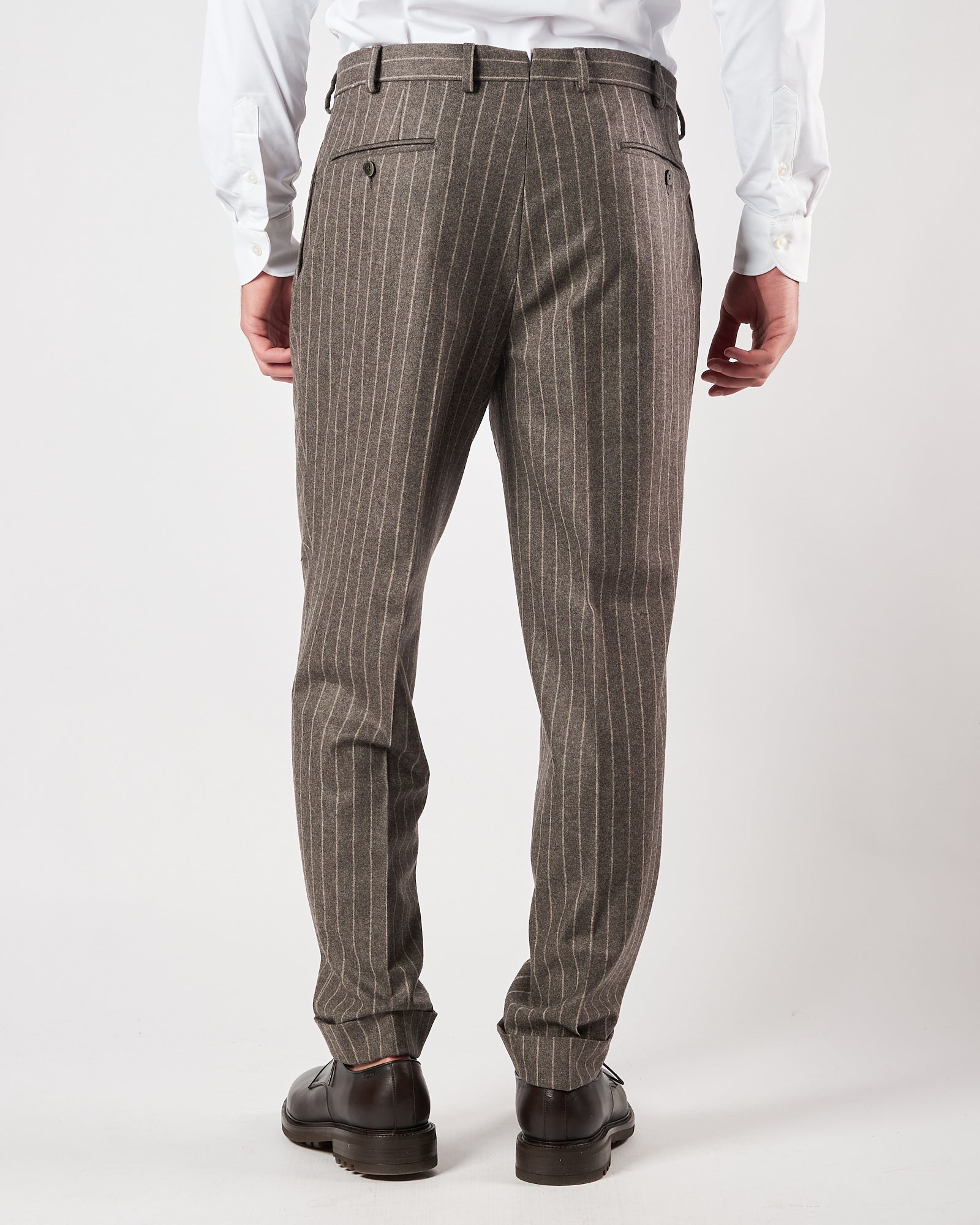 Pantalone Luigi Bianchi doppia pence gessato grigio