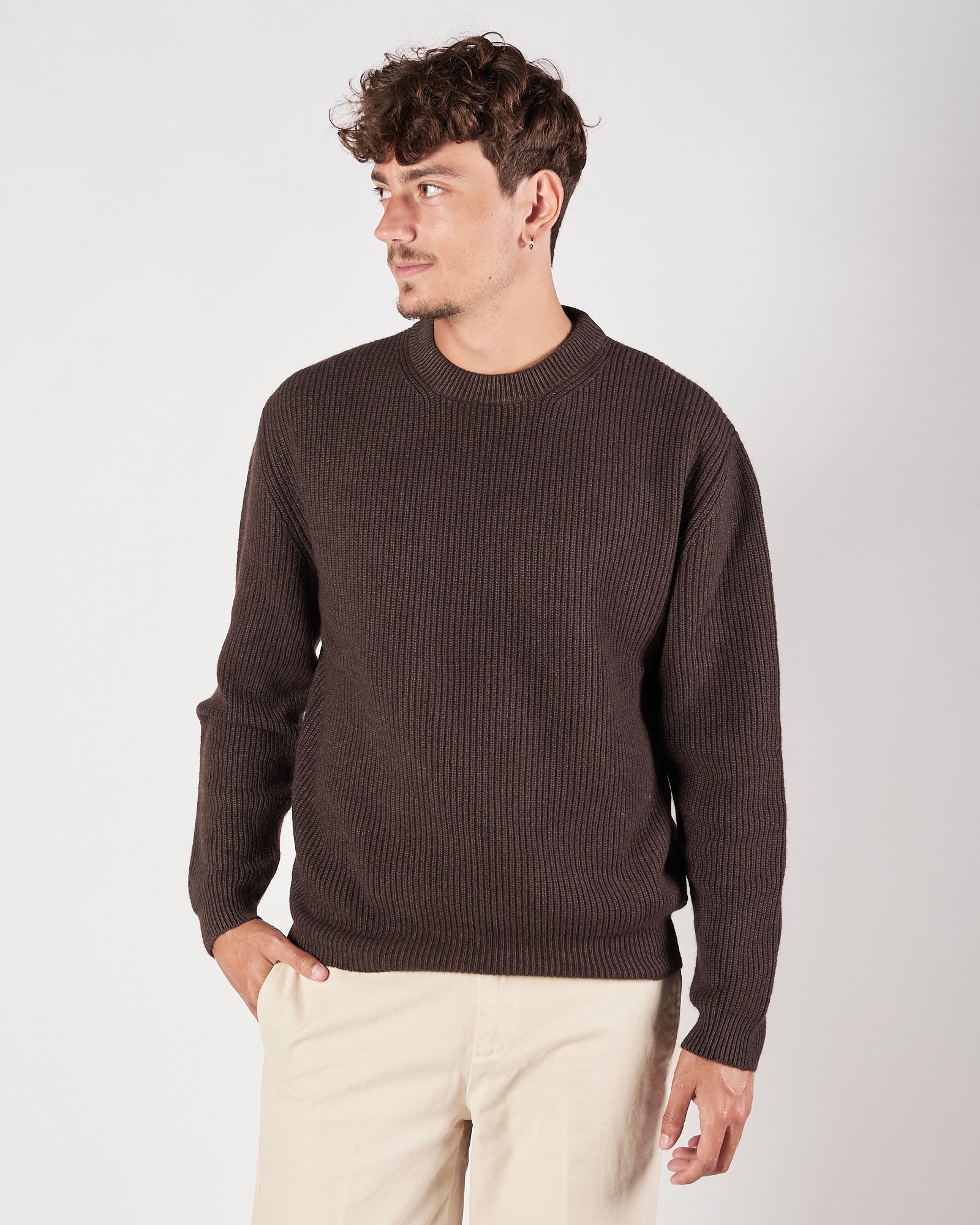 Maglia A|STORE girocollo a coste moro in cachemere