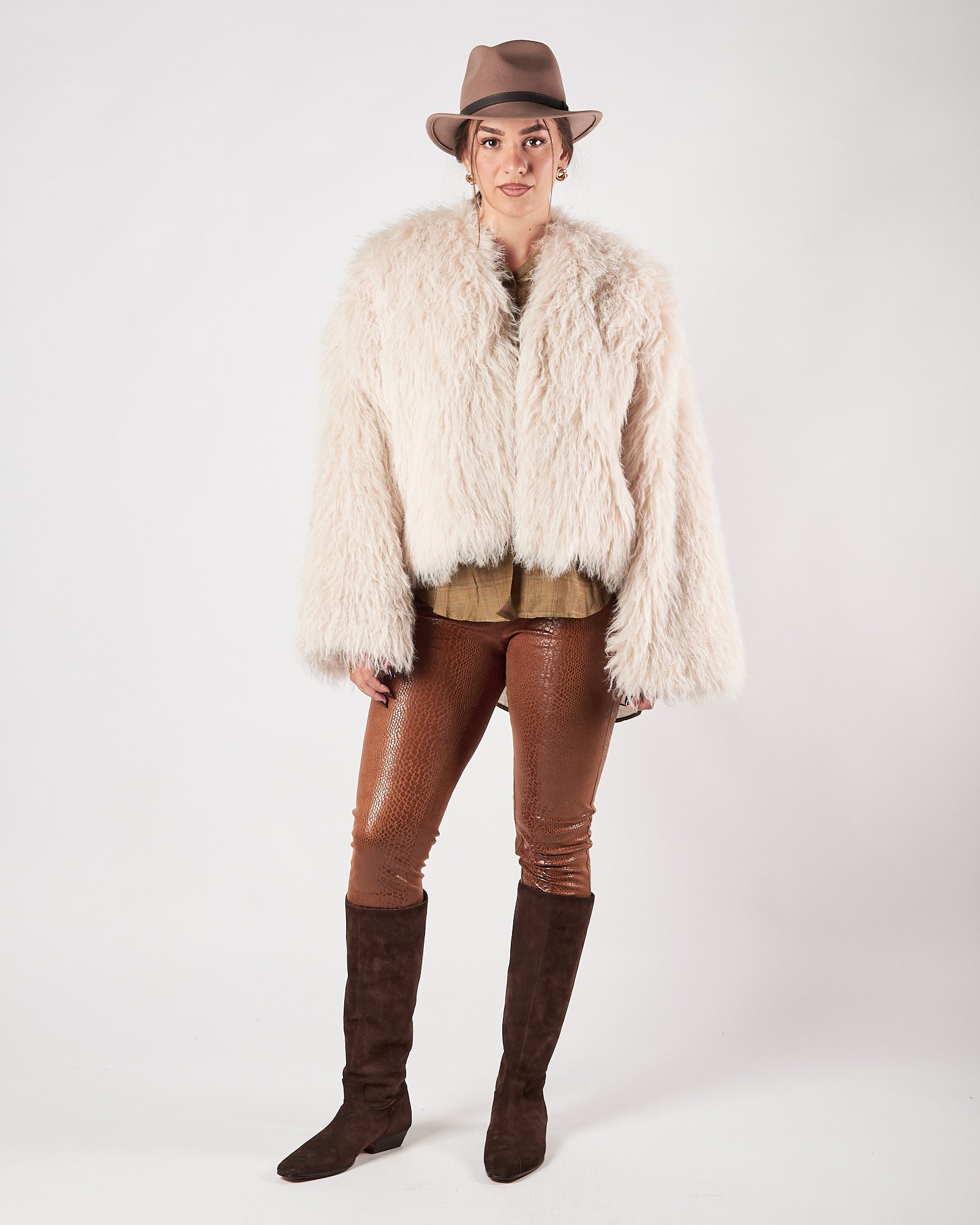 Pantalone Mes Demoiselles eco pelle pitonato brownie