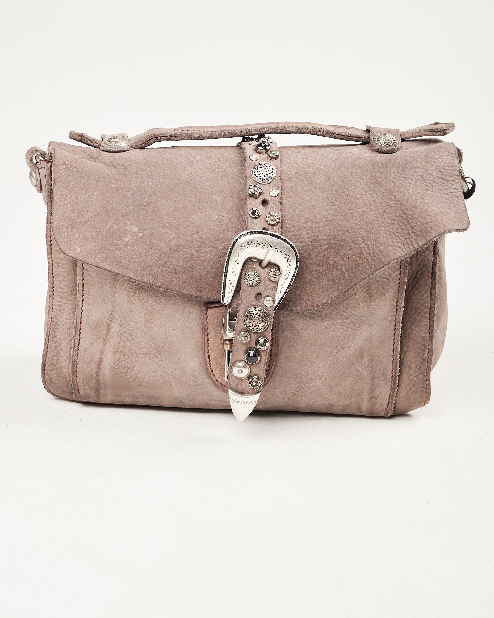 Borsa Campomaggi Porzia in pelle cemento con borchie