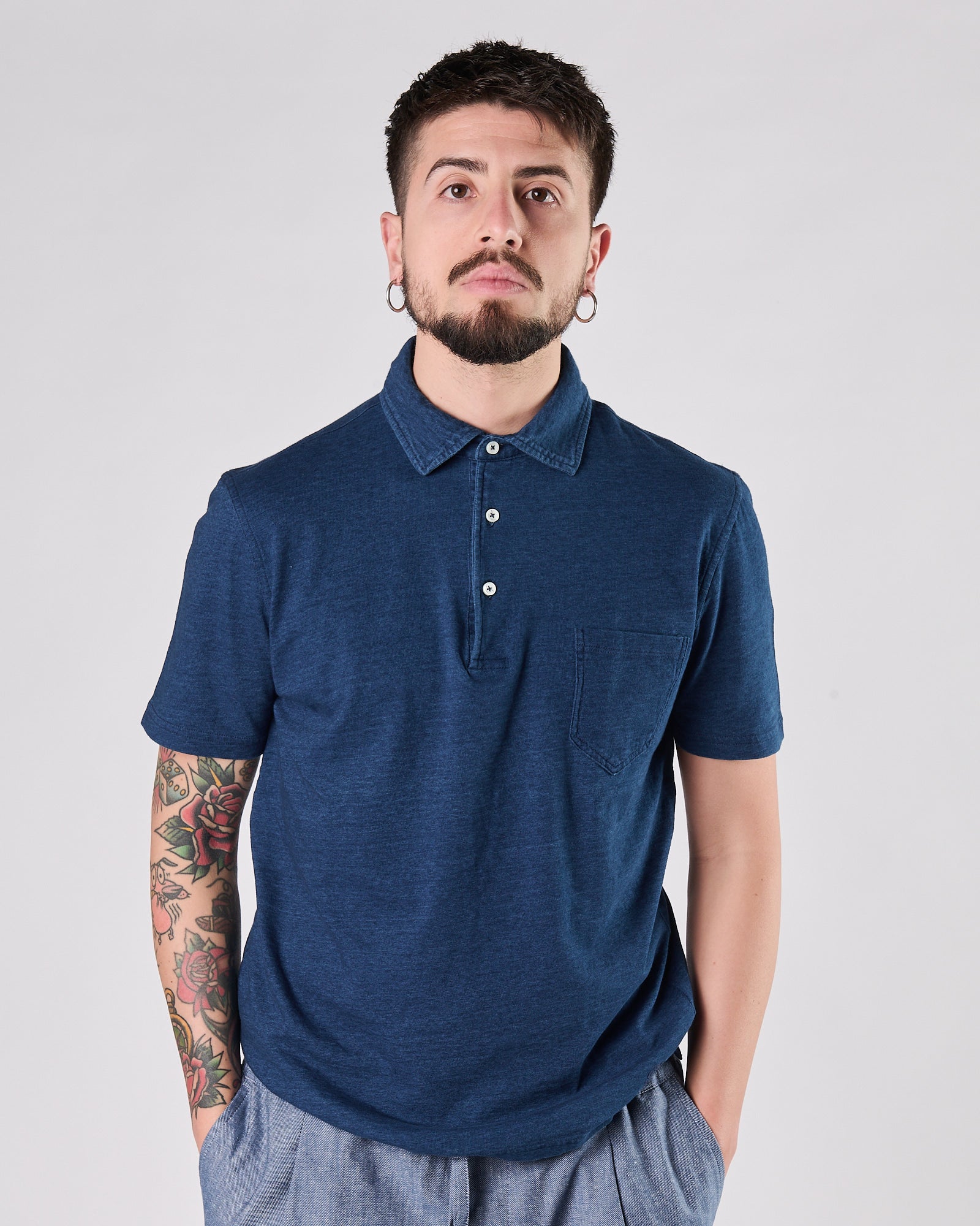Polo Bl'ker manica corta indigo