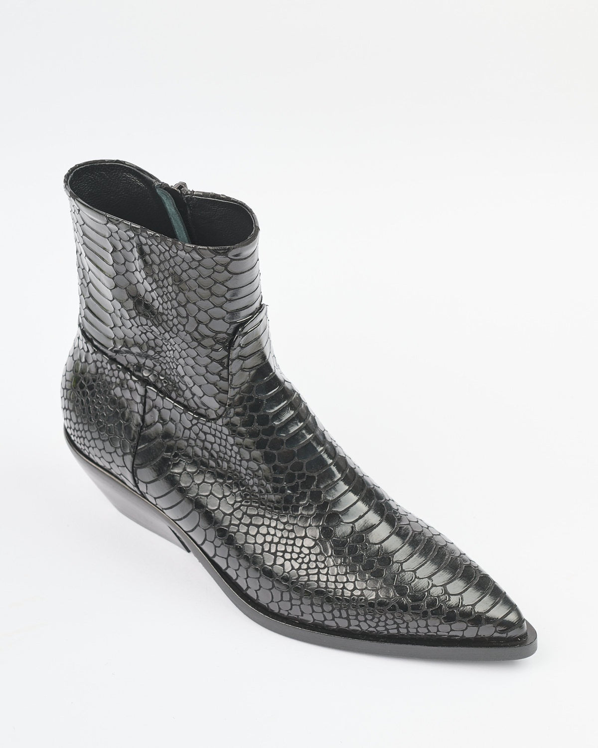 Texano Elena Iachi in pelle stampato pitonato nero