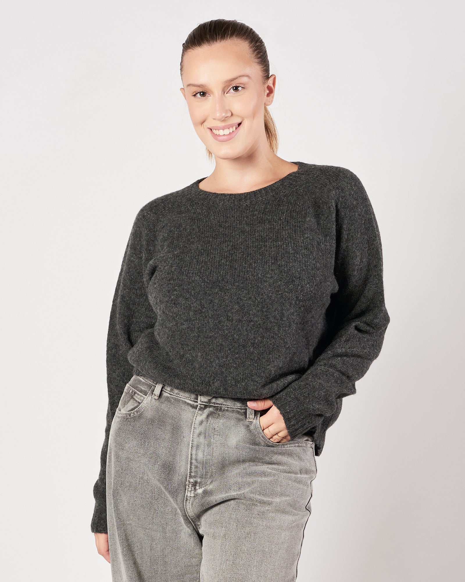 Maglia Roberto Collina girocollo antracite