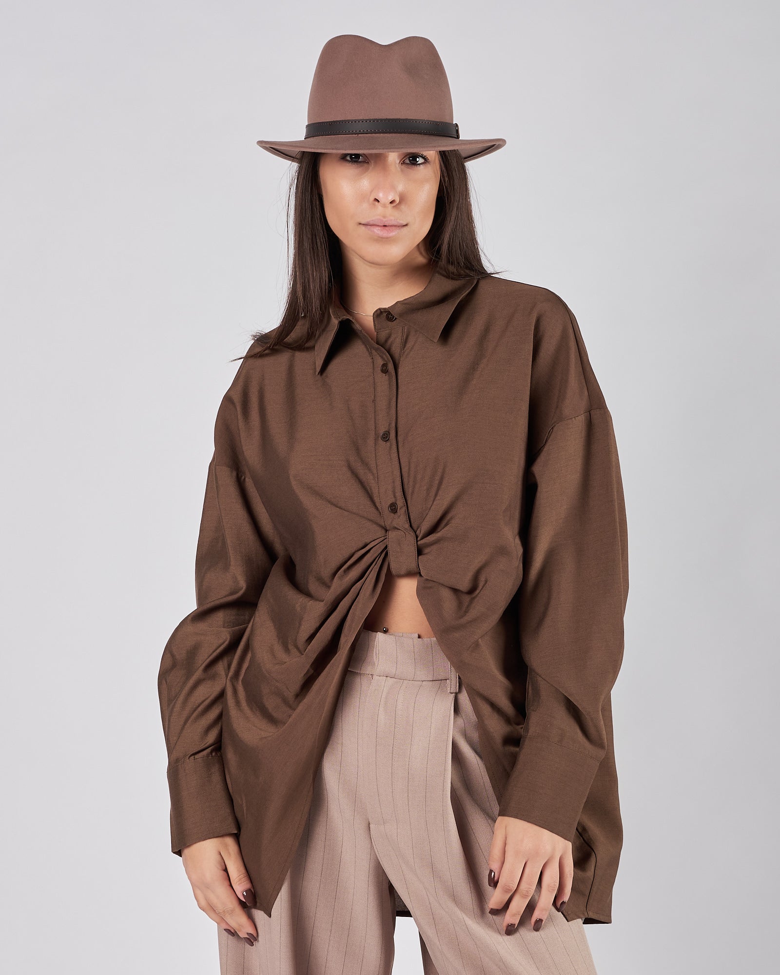 Camicia Eleh over marrone