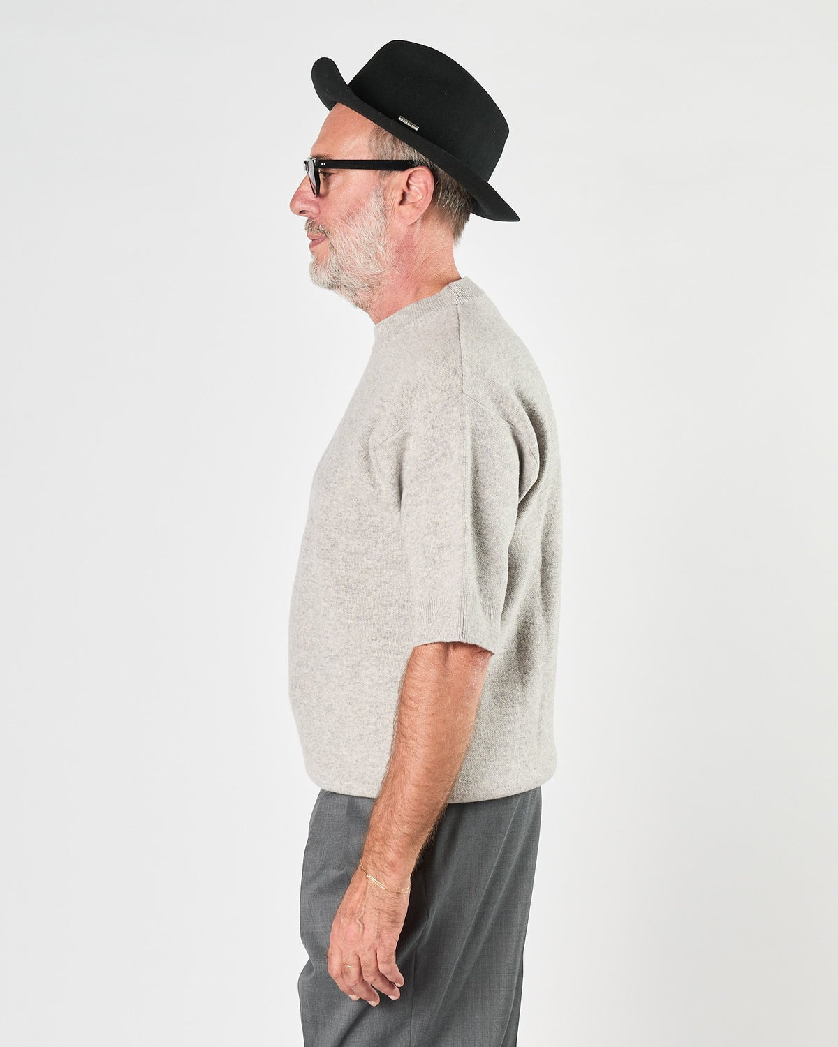 Maglia Daniele Fiesoli manica corta in cashmere grigio