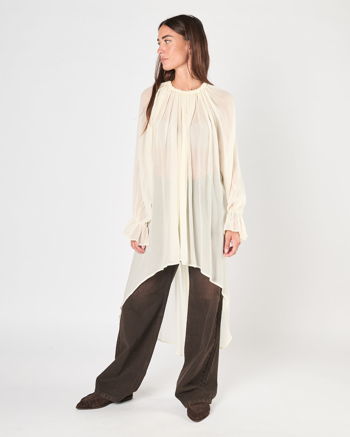 Camicia Eleh in chiffon crema