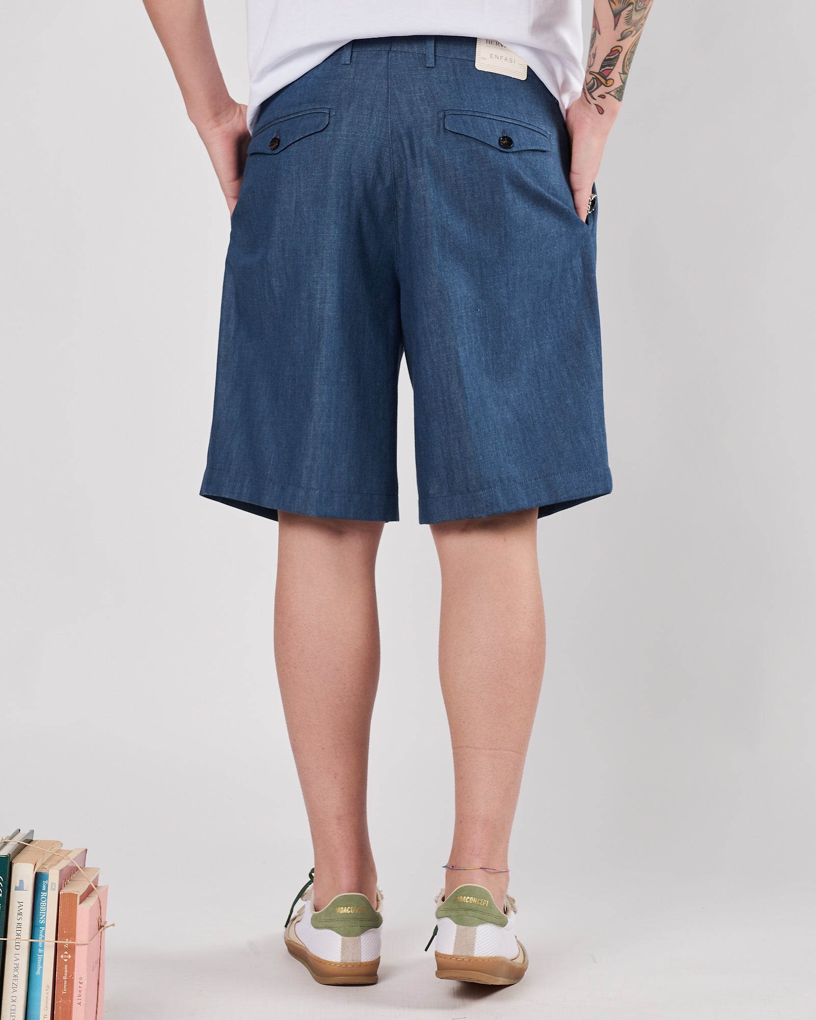 Bermuda Berwich con pence effetto denim