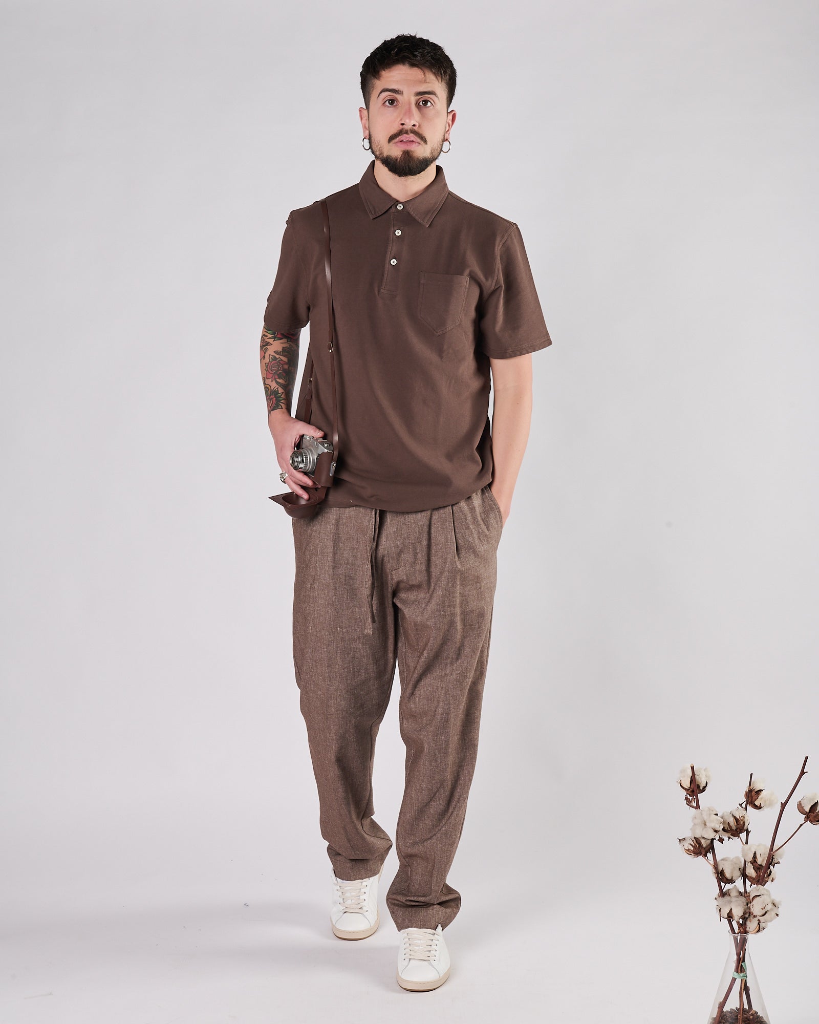 Polo Bl'ker manica corta piquet Dark brown