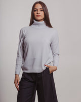 Maglia A|STORE in cashmere collo alto sky grey