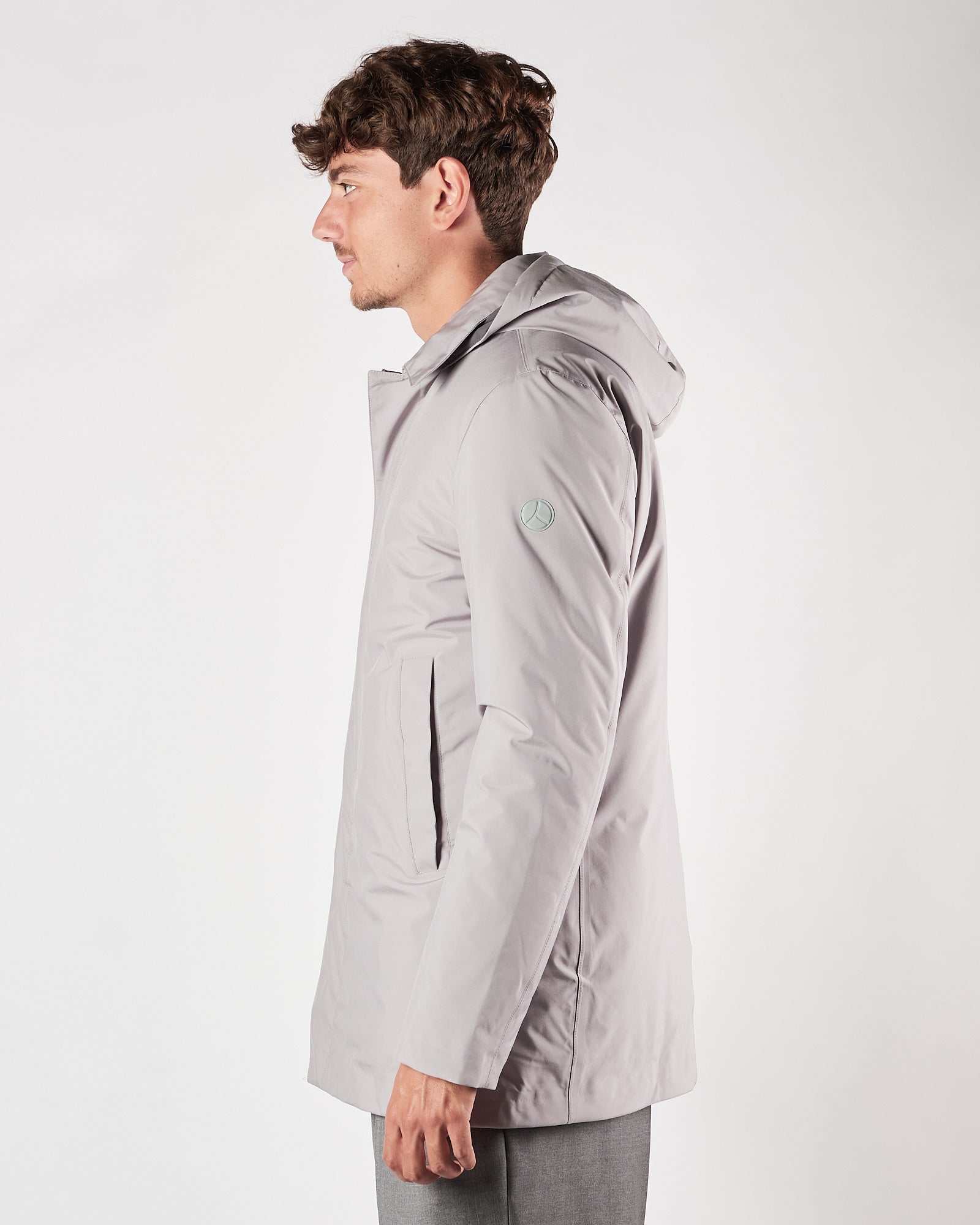 Piumino People Of Shibuya grigio con cappuccio