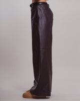 Pantalone Tela in pelle marrone scuro