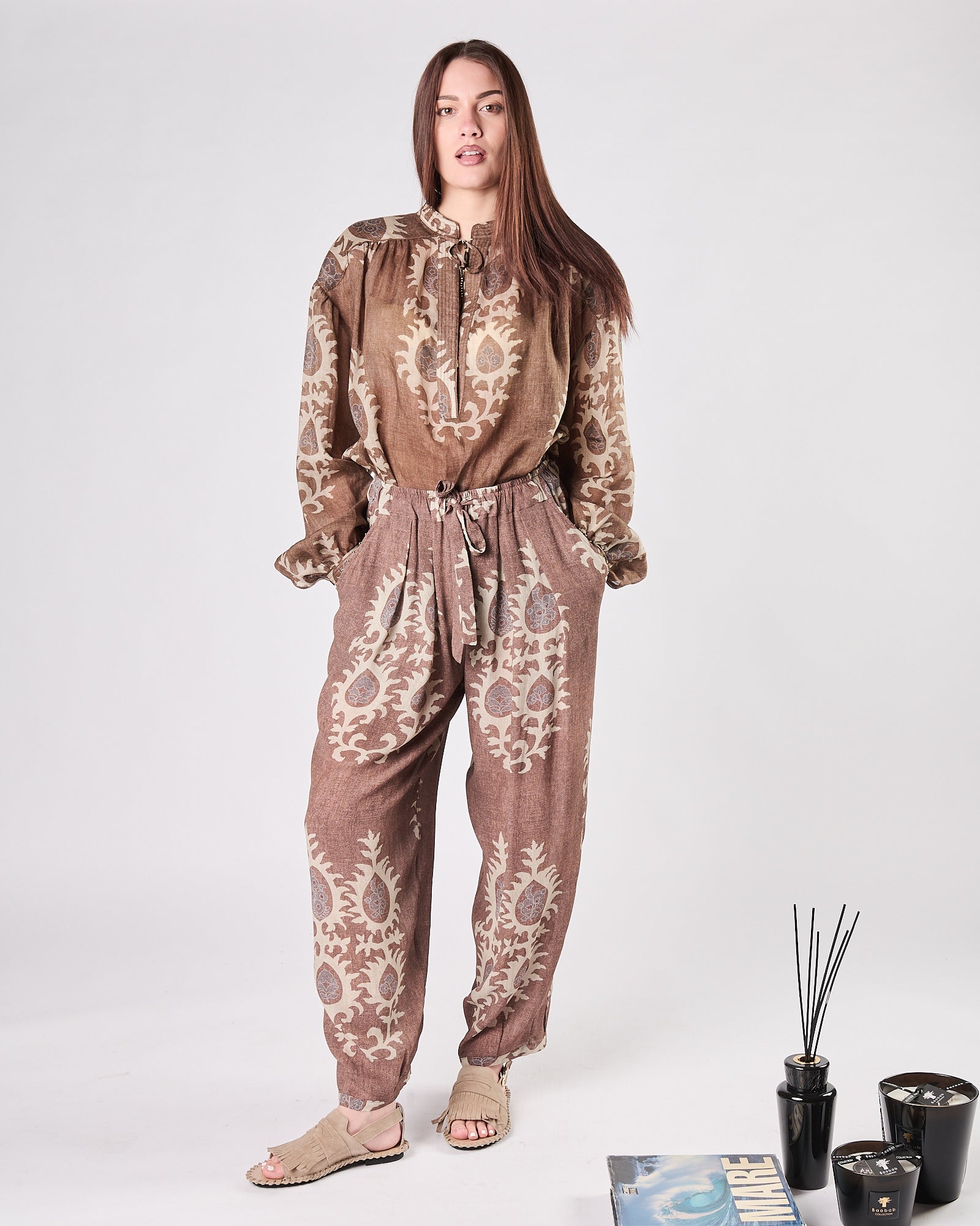 Pantalone Bazar Deluxe morbido fantasia nocciola