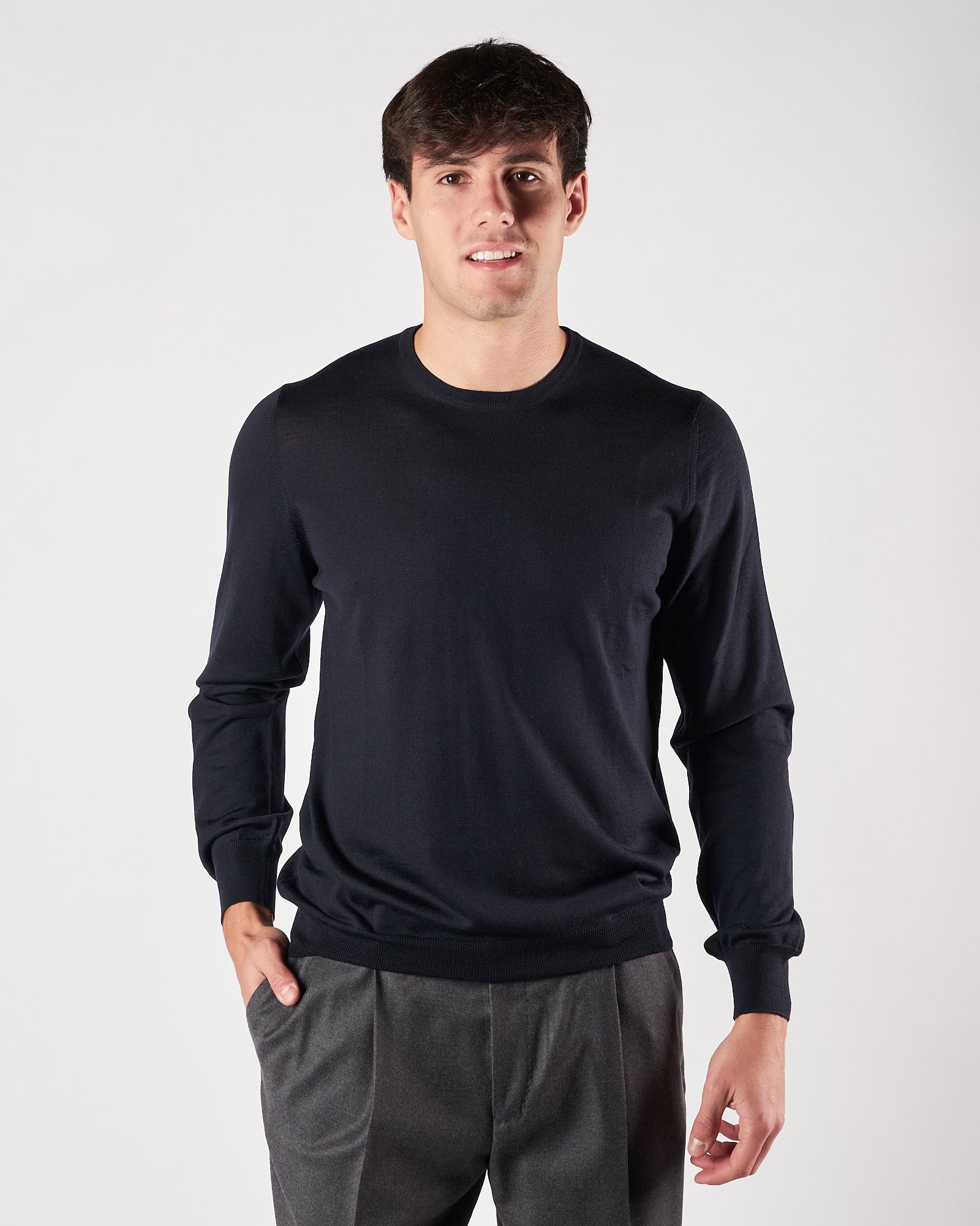 Maglia A|STORE girocollo in lana blu