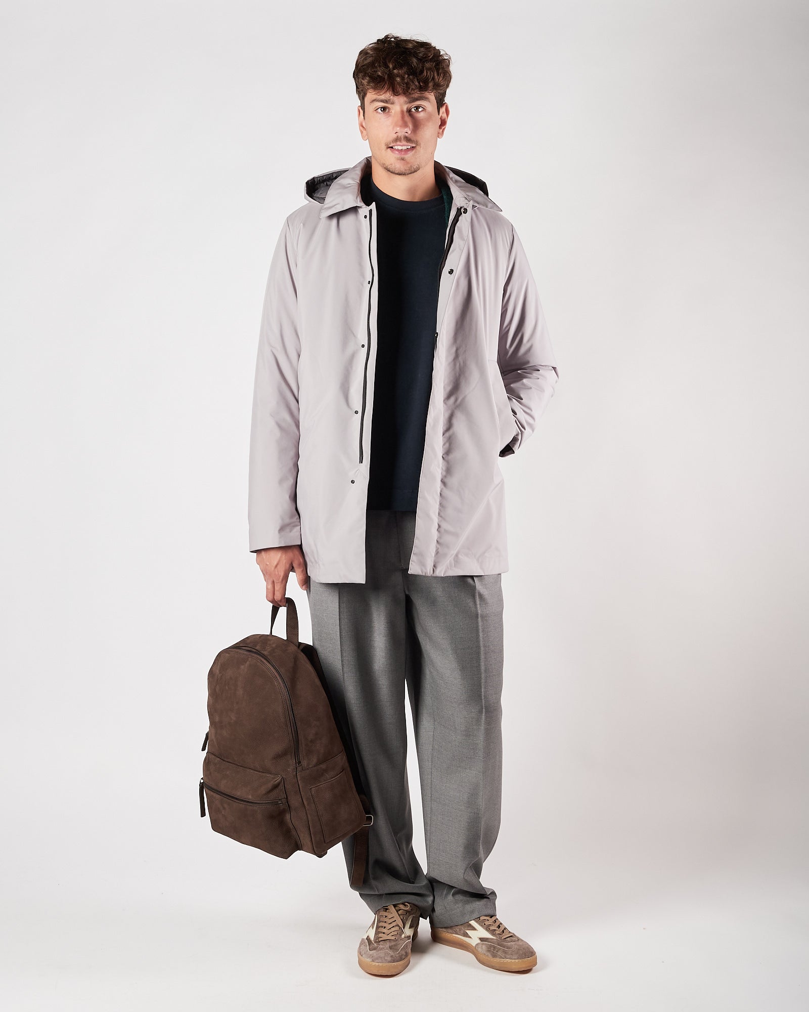 Piumino People Of Shibuya grigio con cappuccio