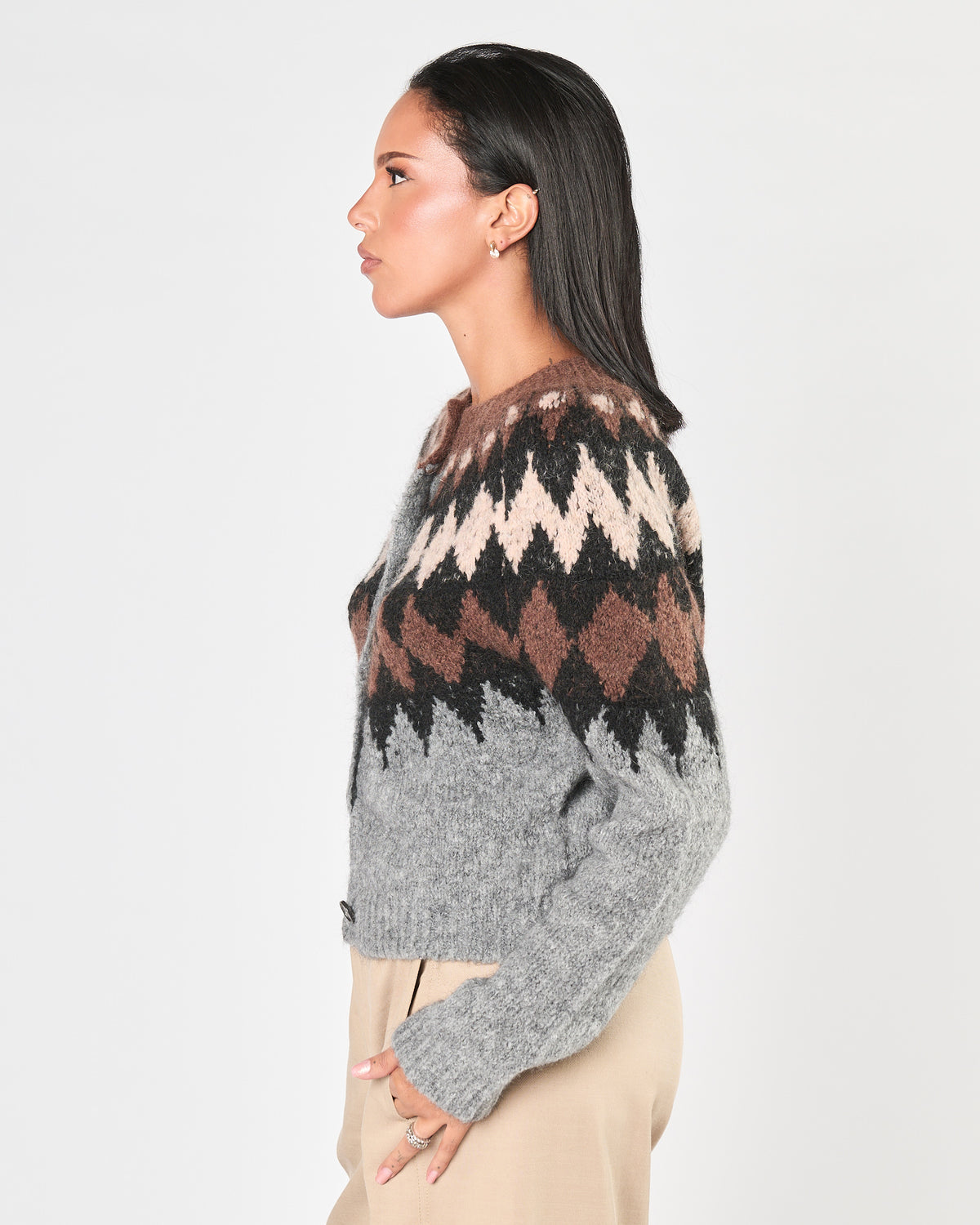Cardigan Tela9 in maglia fantasia