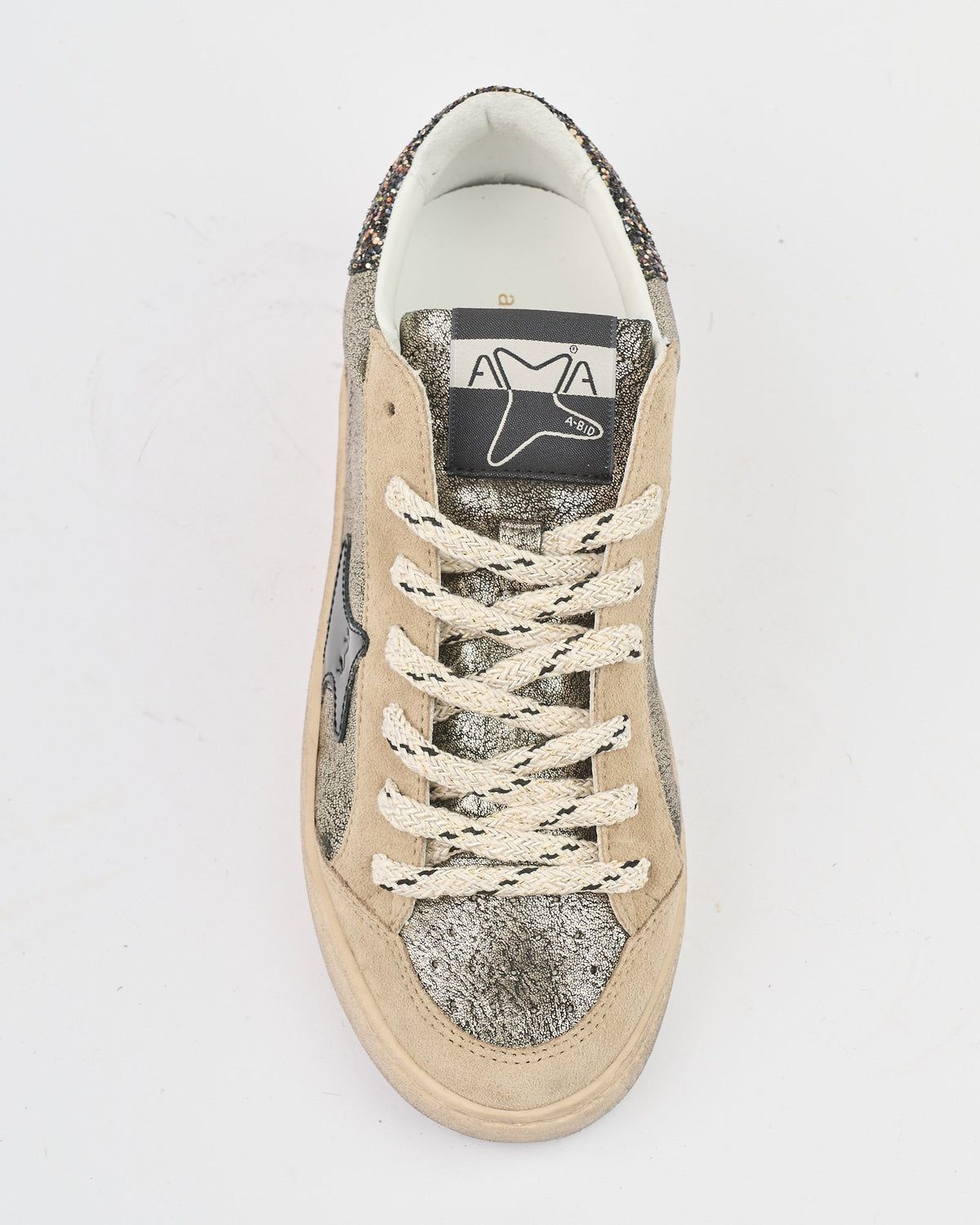 Sneaker Ama Brand glitter e suede grigia e nera