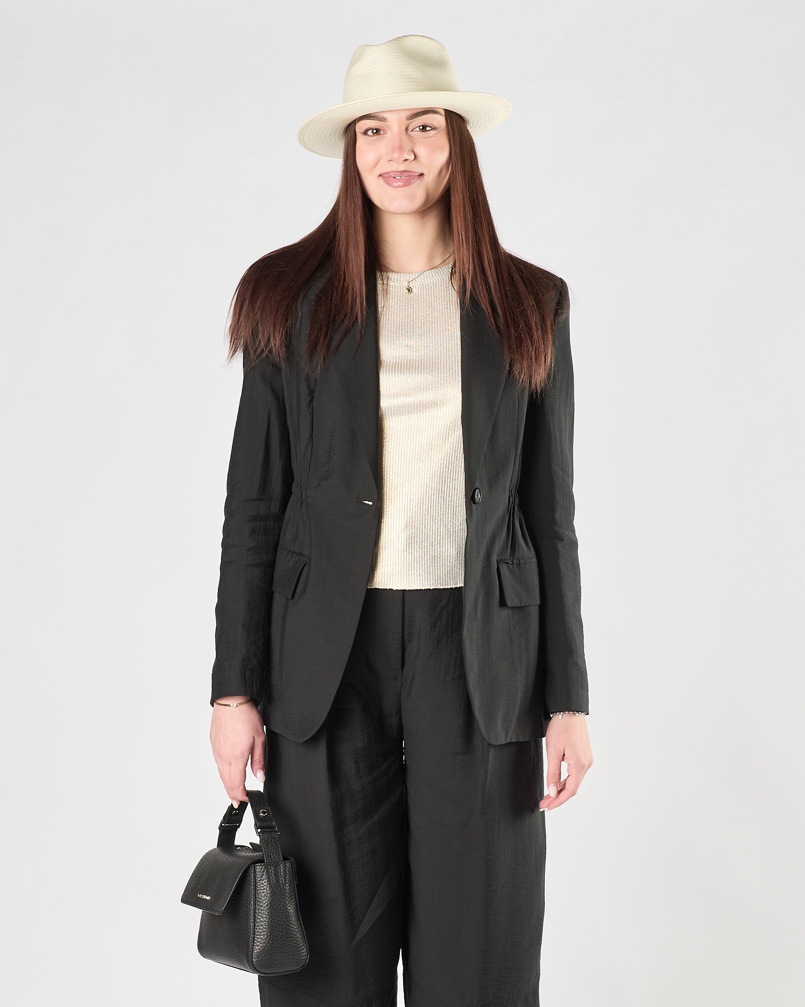 Giacca Tela9 in tencel un petto nera