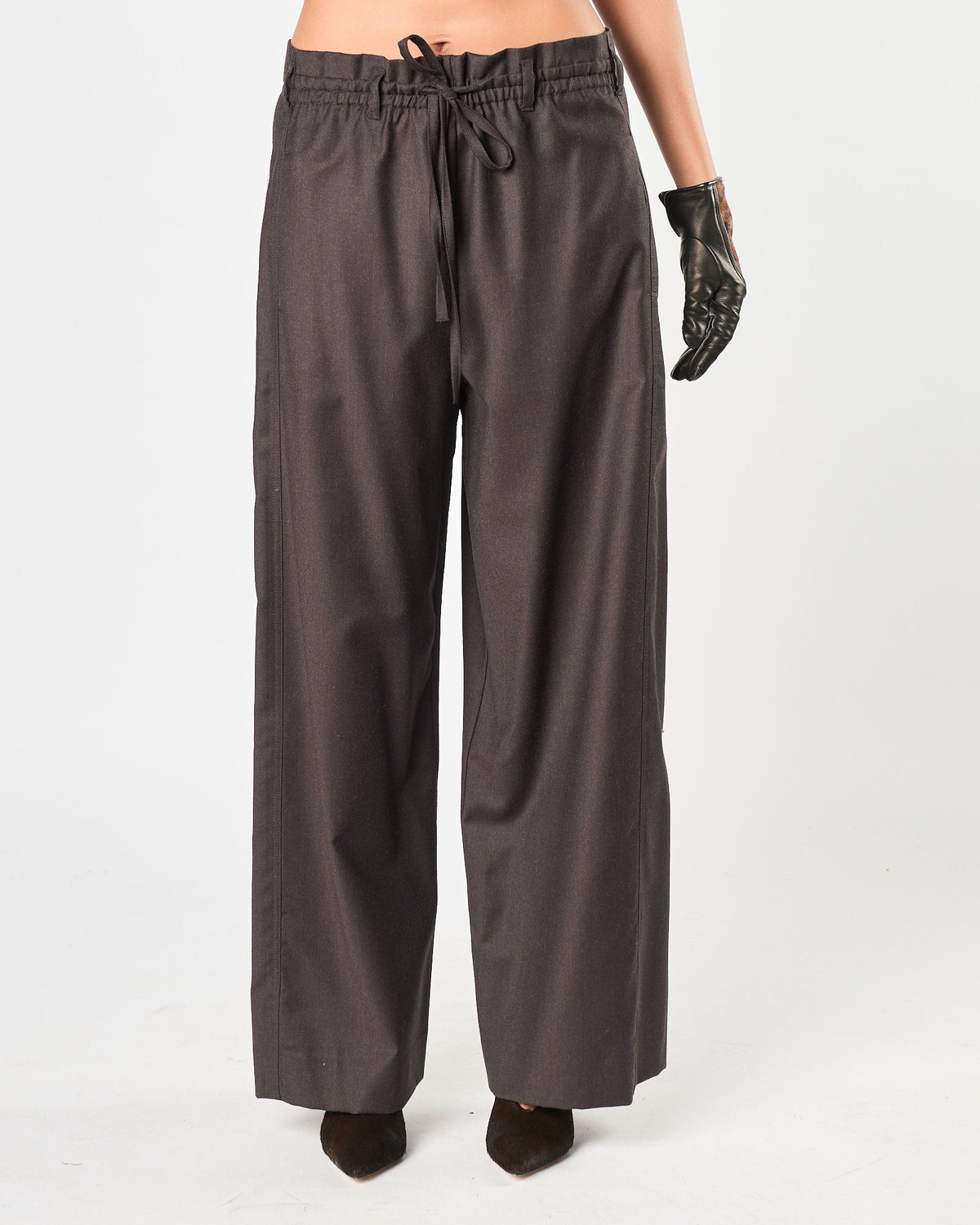 Pantalone Tela9 con elastico in lana moro