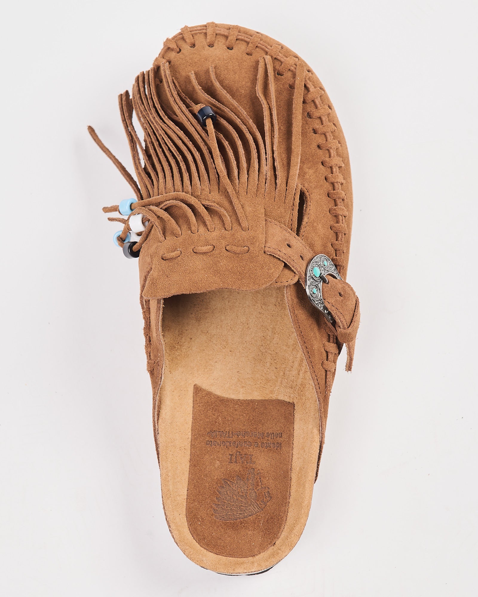 Ciabatta Taji in suede con frange