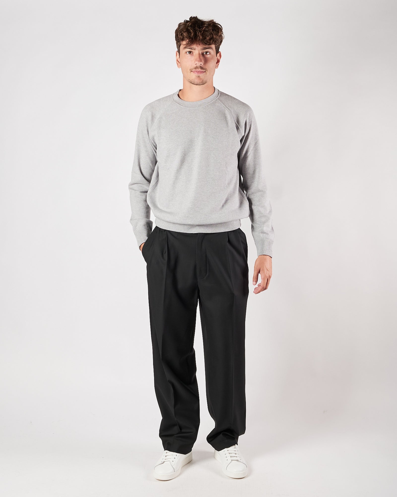 Pantalone Lbm19111 doppia pence largo nero