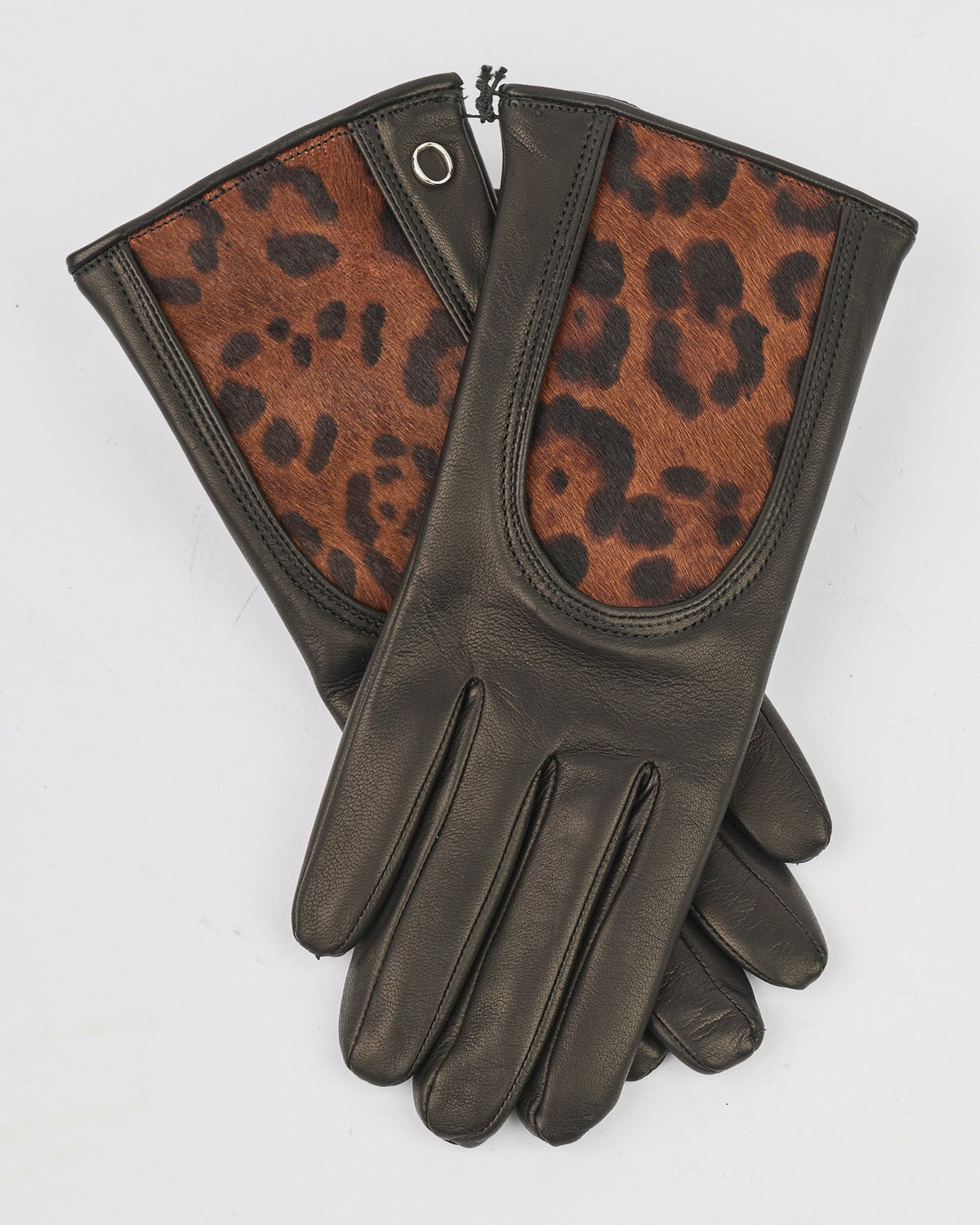 Guanto Orciani in pelle e cavallino leopard