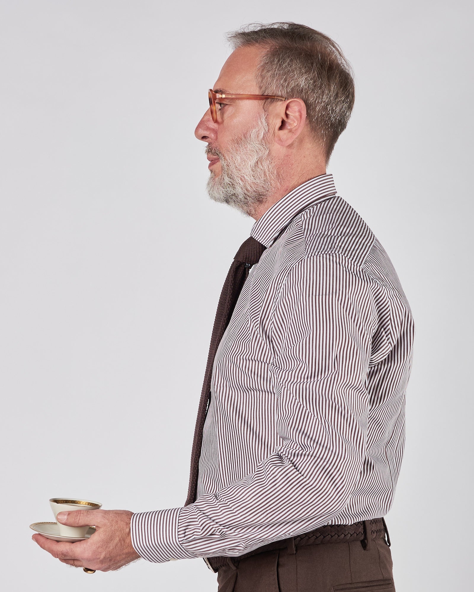 Camicia A|STORE a righe testa di moro