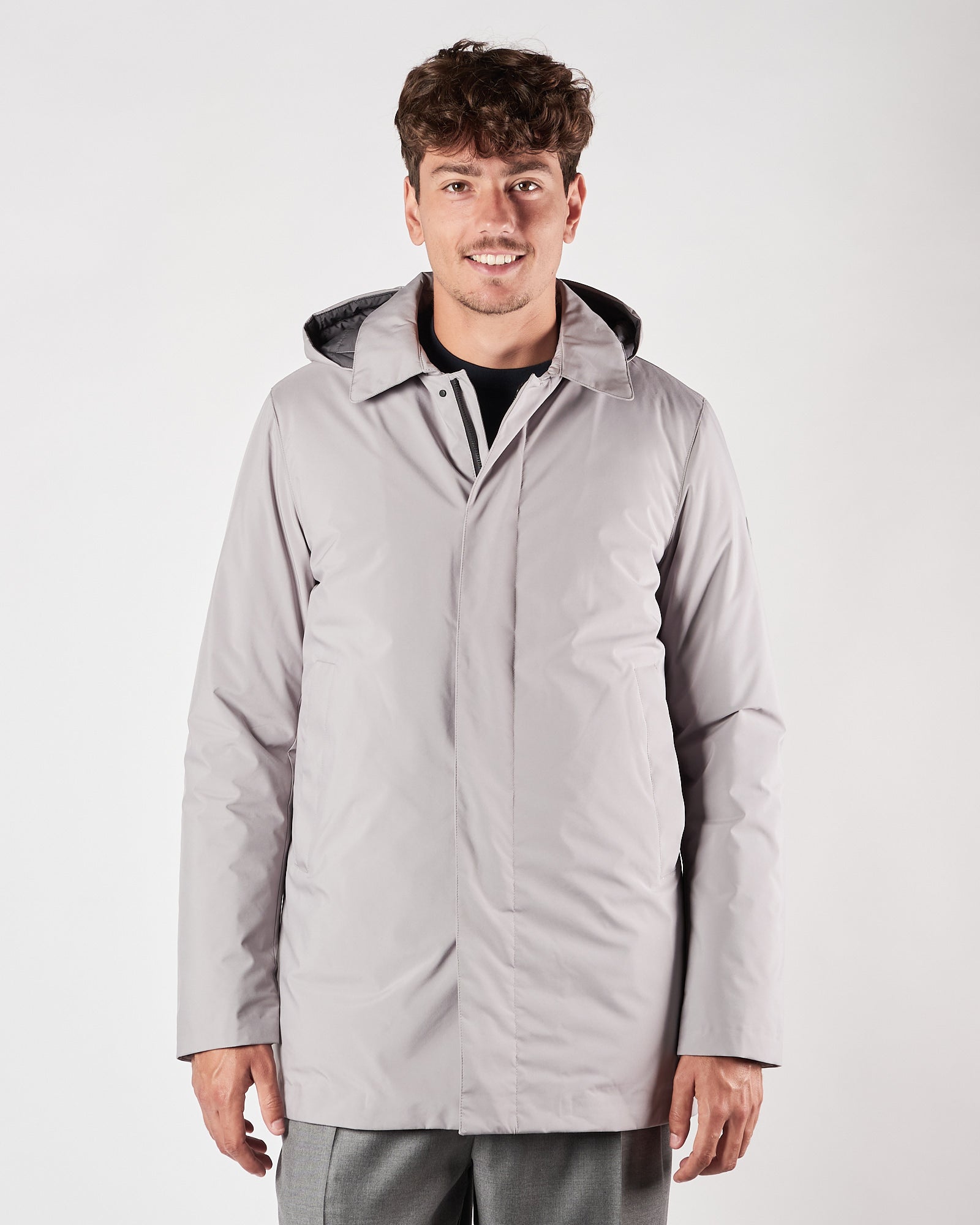 Piumino People Of Shibuya grigio con cappuccio