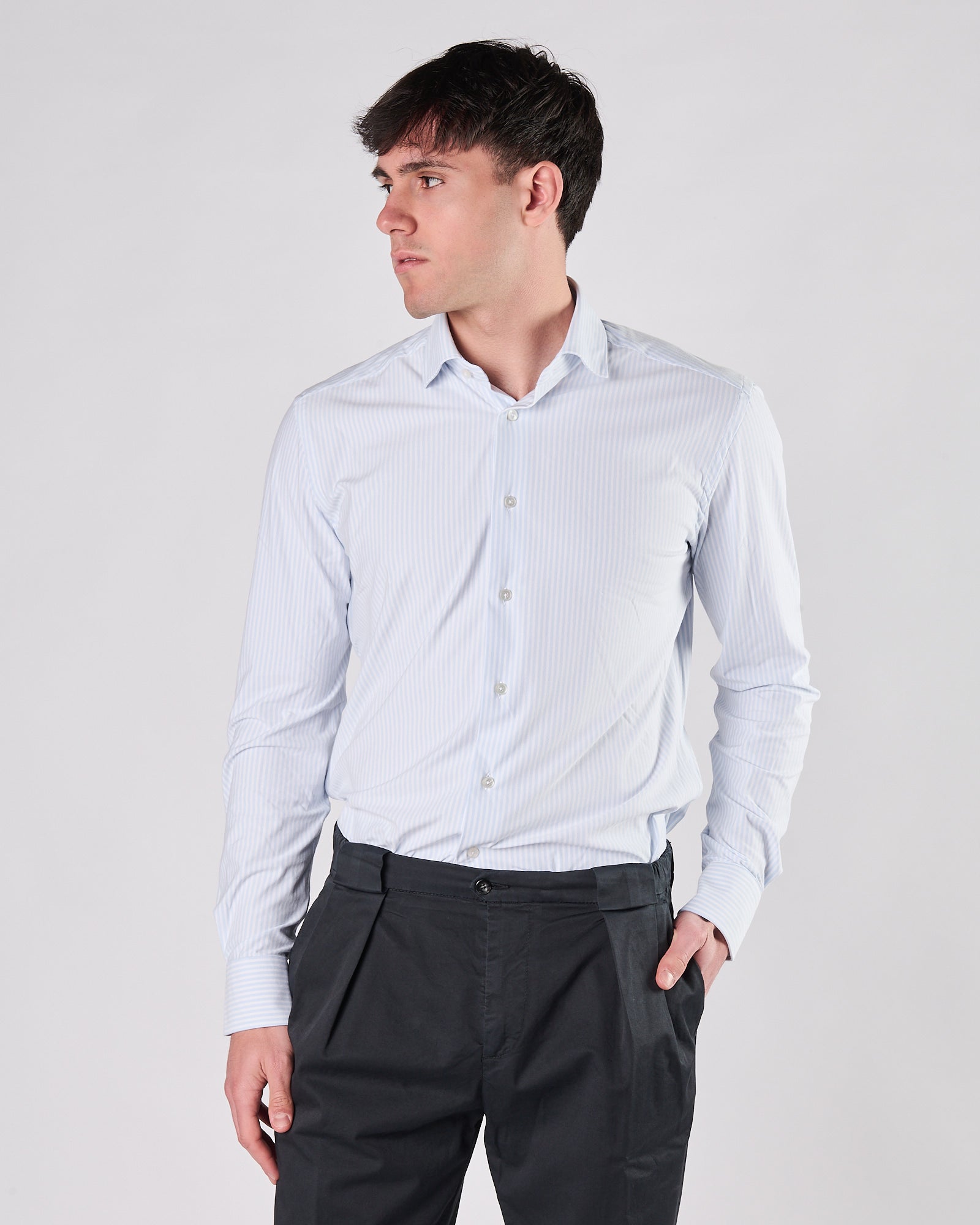 Camicia Xacus Natural Active riga celeste