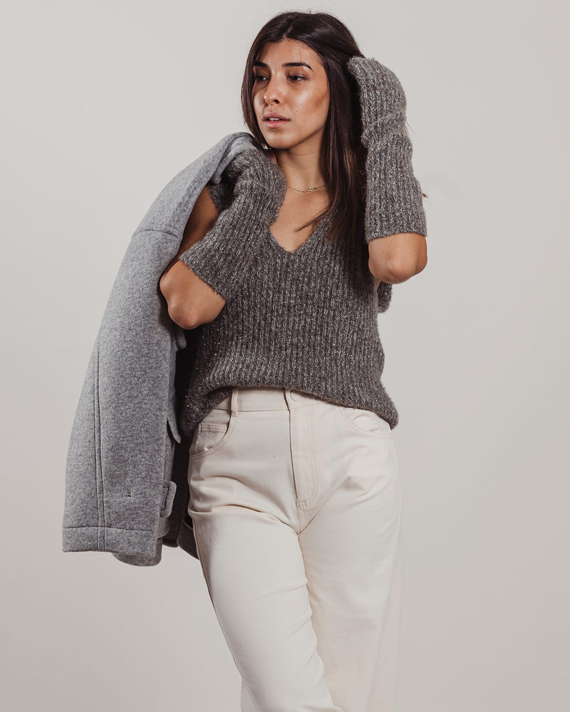 Gilet Tela in maglia grigio laminato