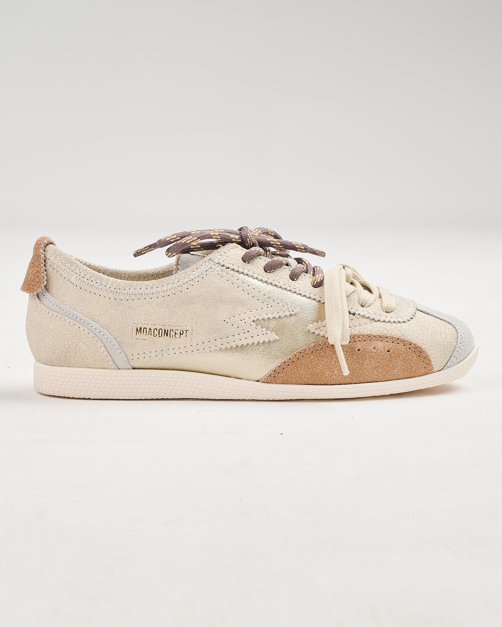 Sneaker Moaconcept Off white/Cognac dettaglio oro
