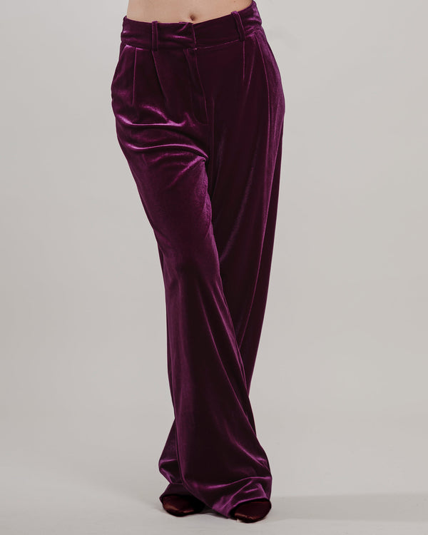 Pantalone Actualee in velluto viola