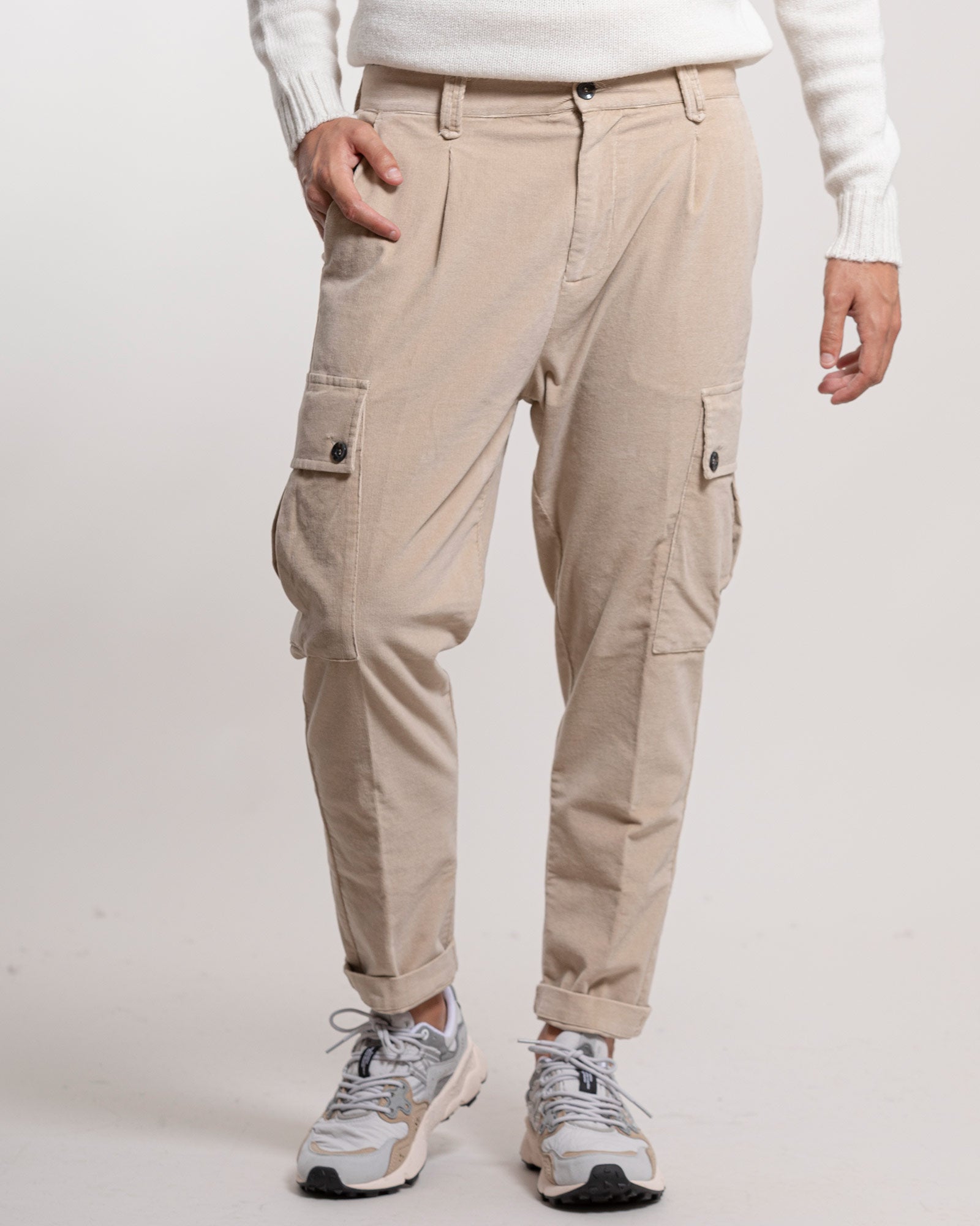 Pantalone Officina36 tasconato in velluto beige