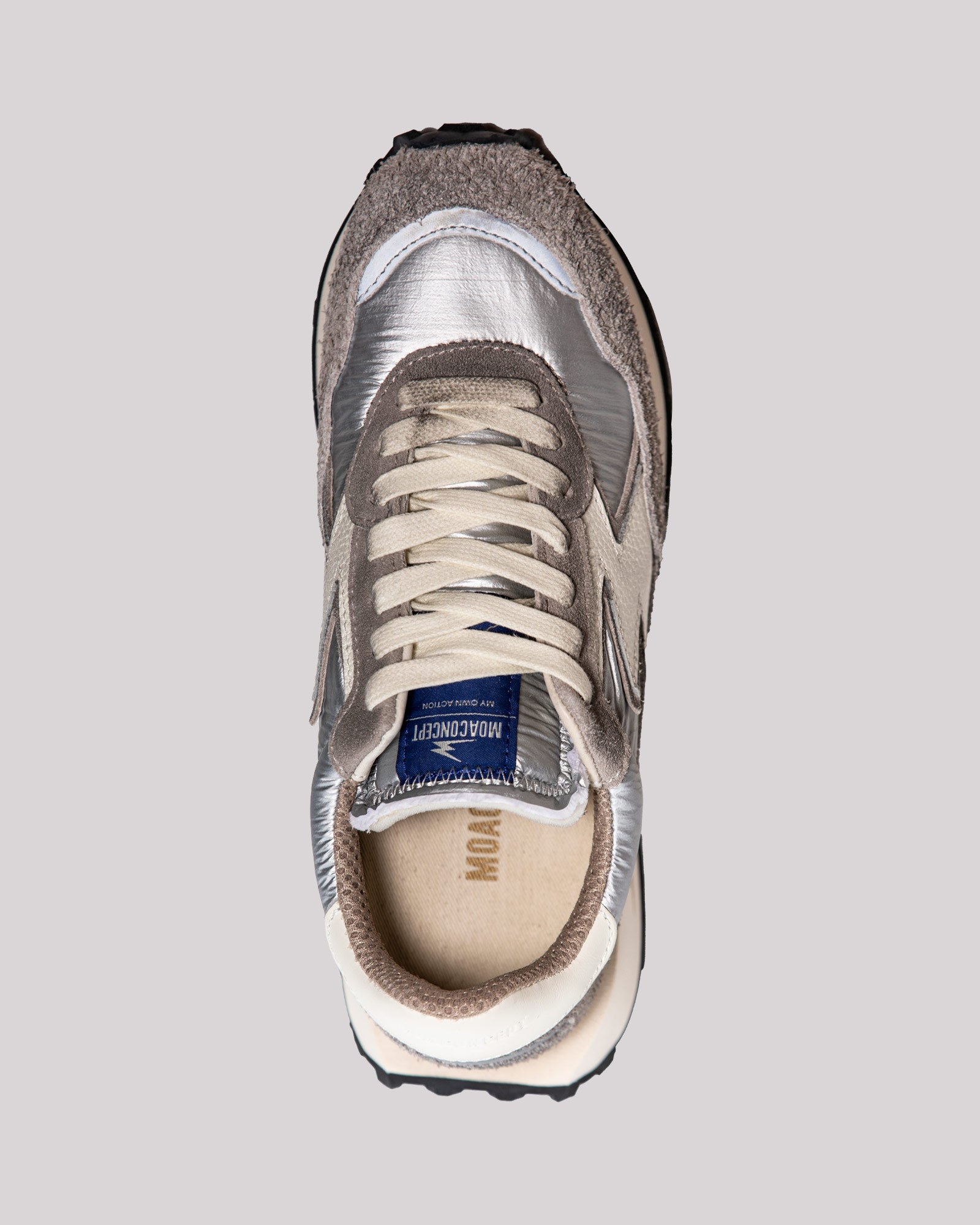 Sneaker Moaconcept in nylon e suede grigio effetto sporcato