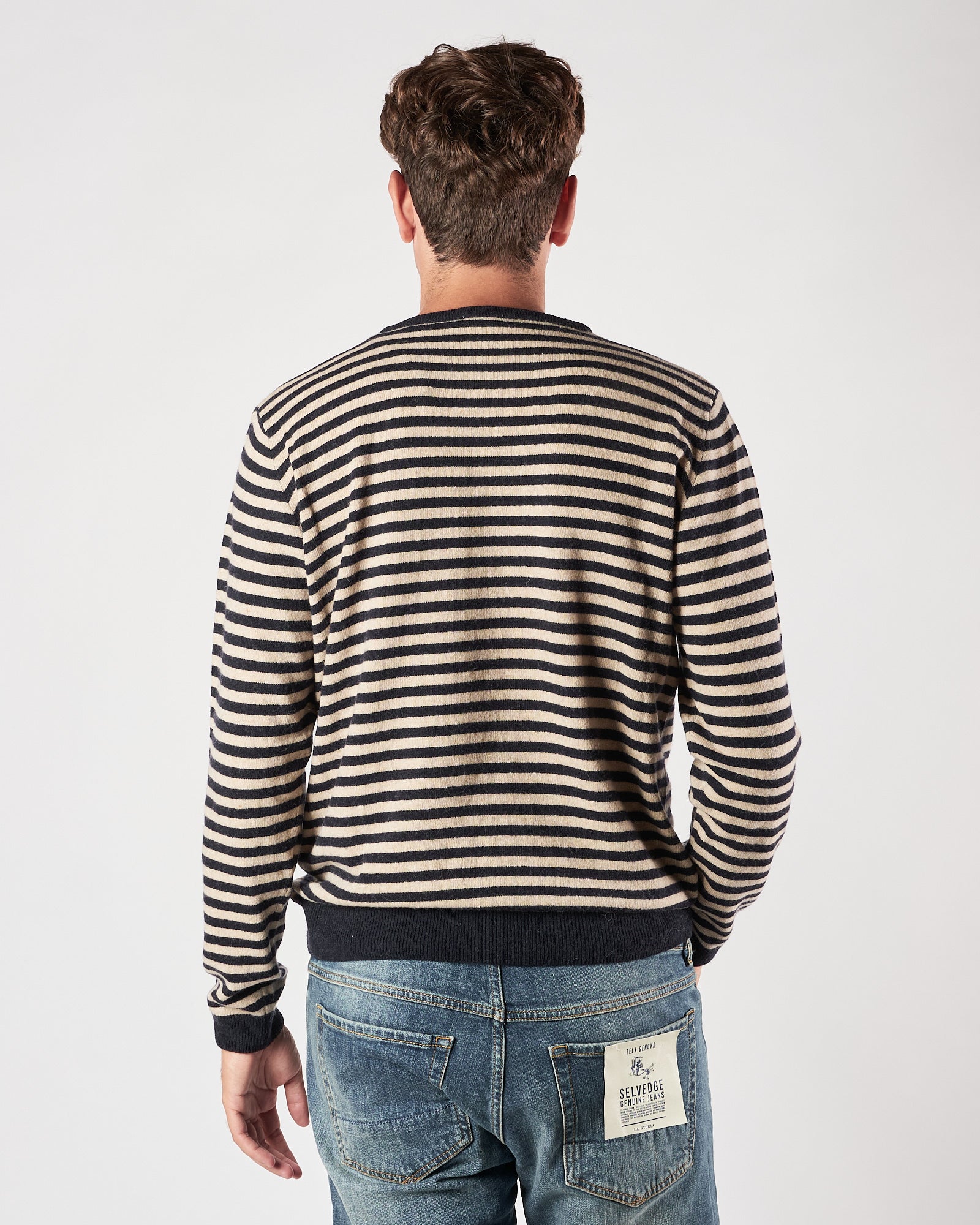 Maglia In The Box a righe panna e blu