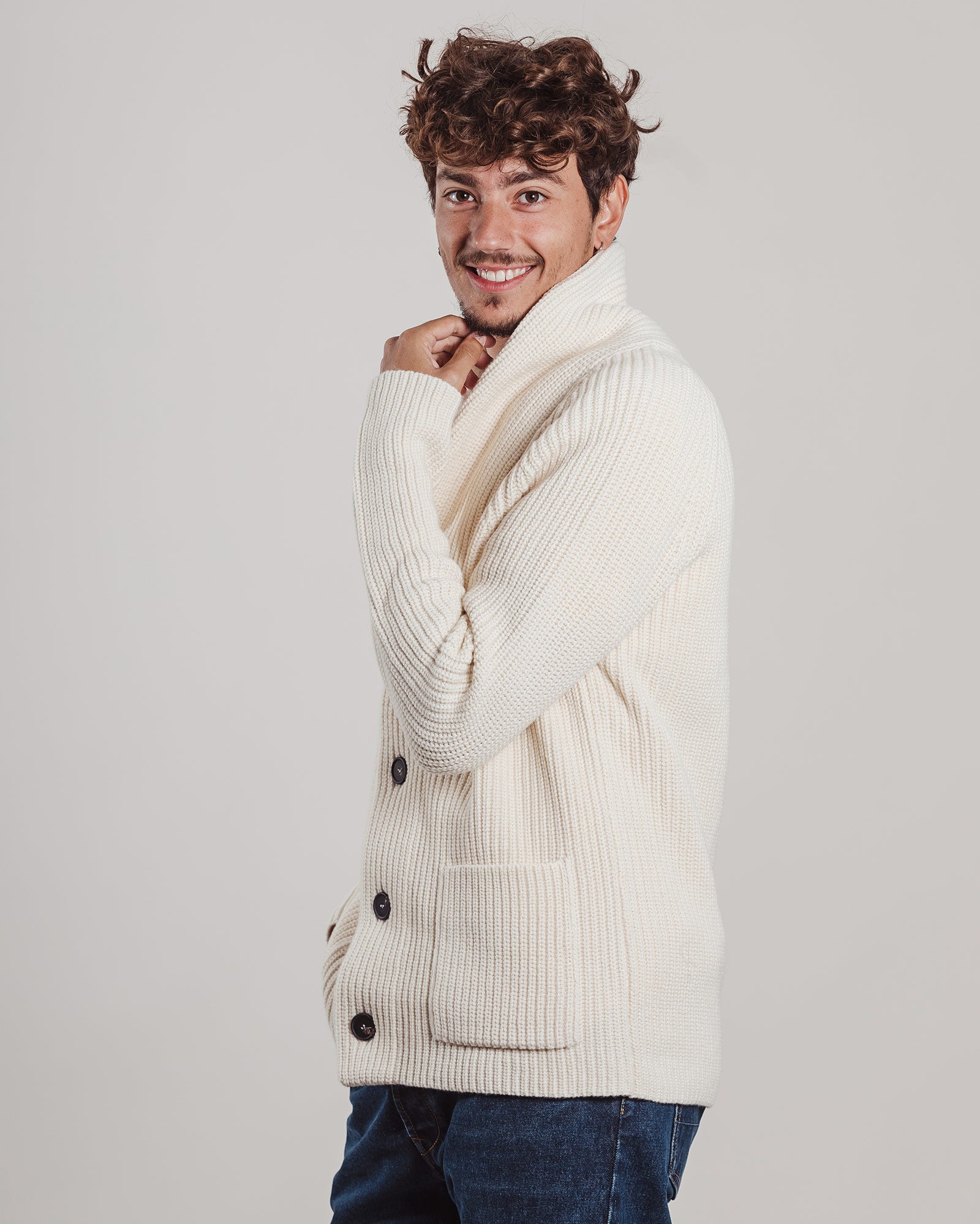 Cardigan Tagliatore collo sciallato bianco