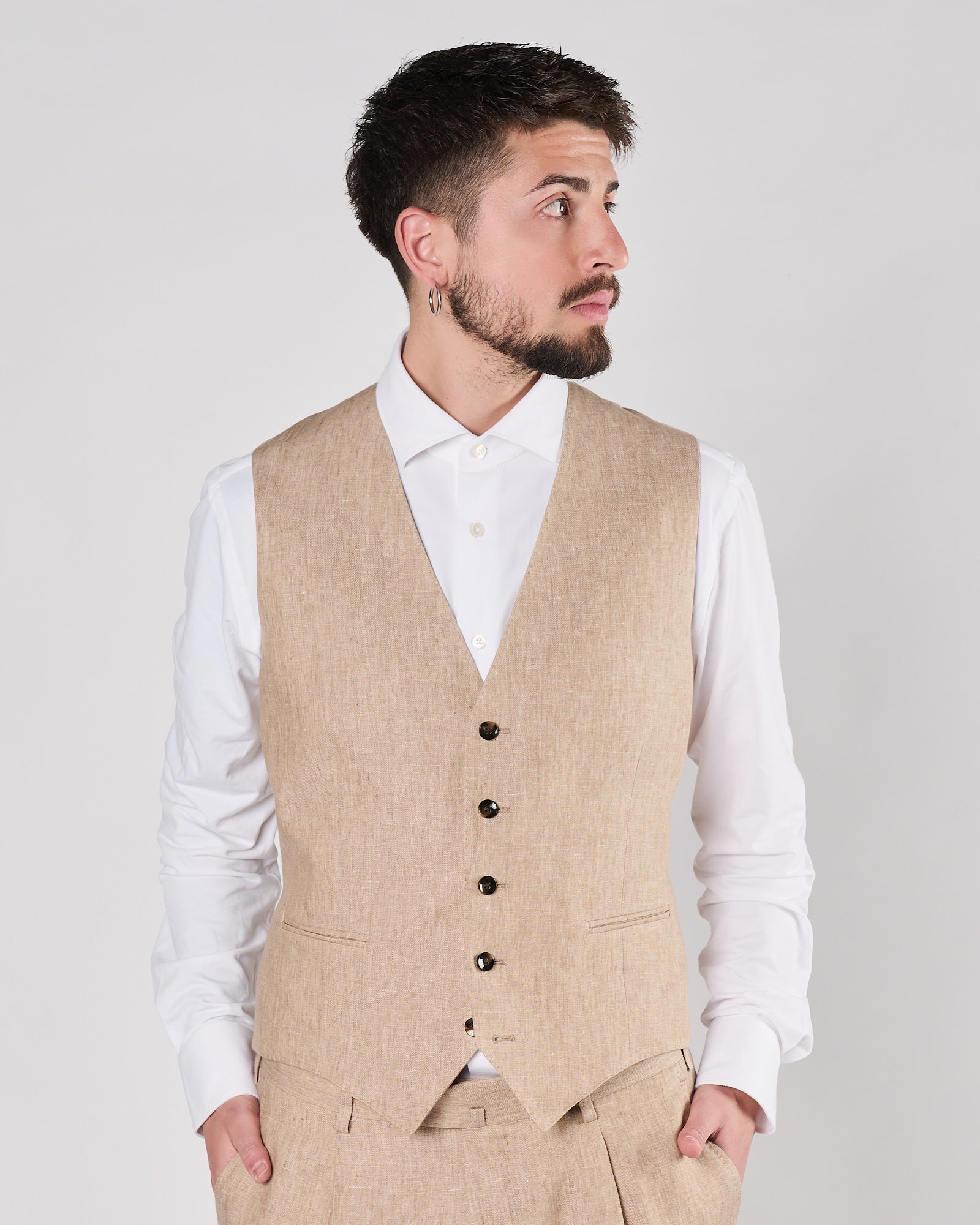 Gilet A|STORE in lino beige