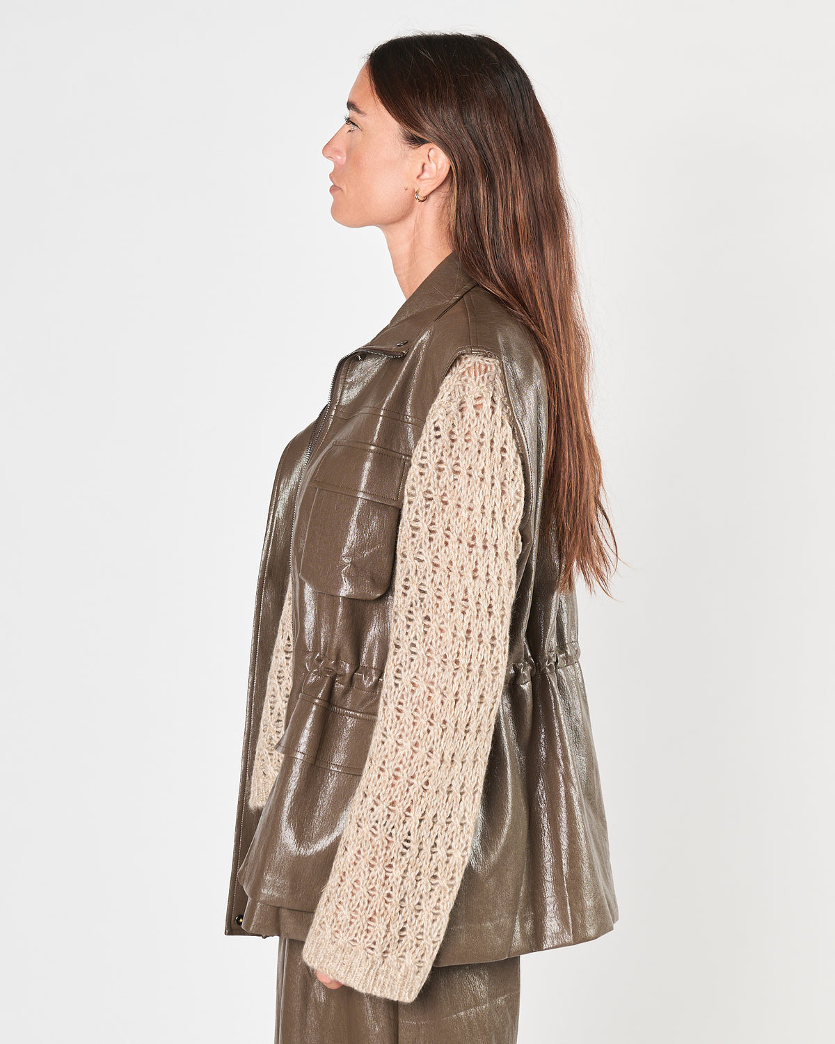 Gilet Eleh in ecopelle fango tasconato