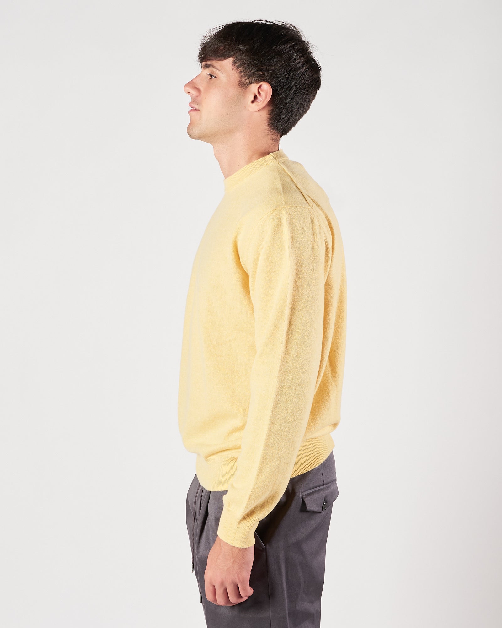 Maglia A|STORE girocollo gialla in cachemere over