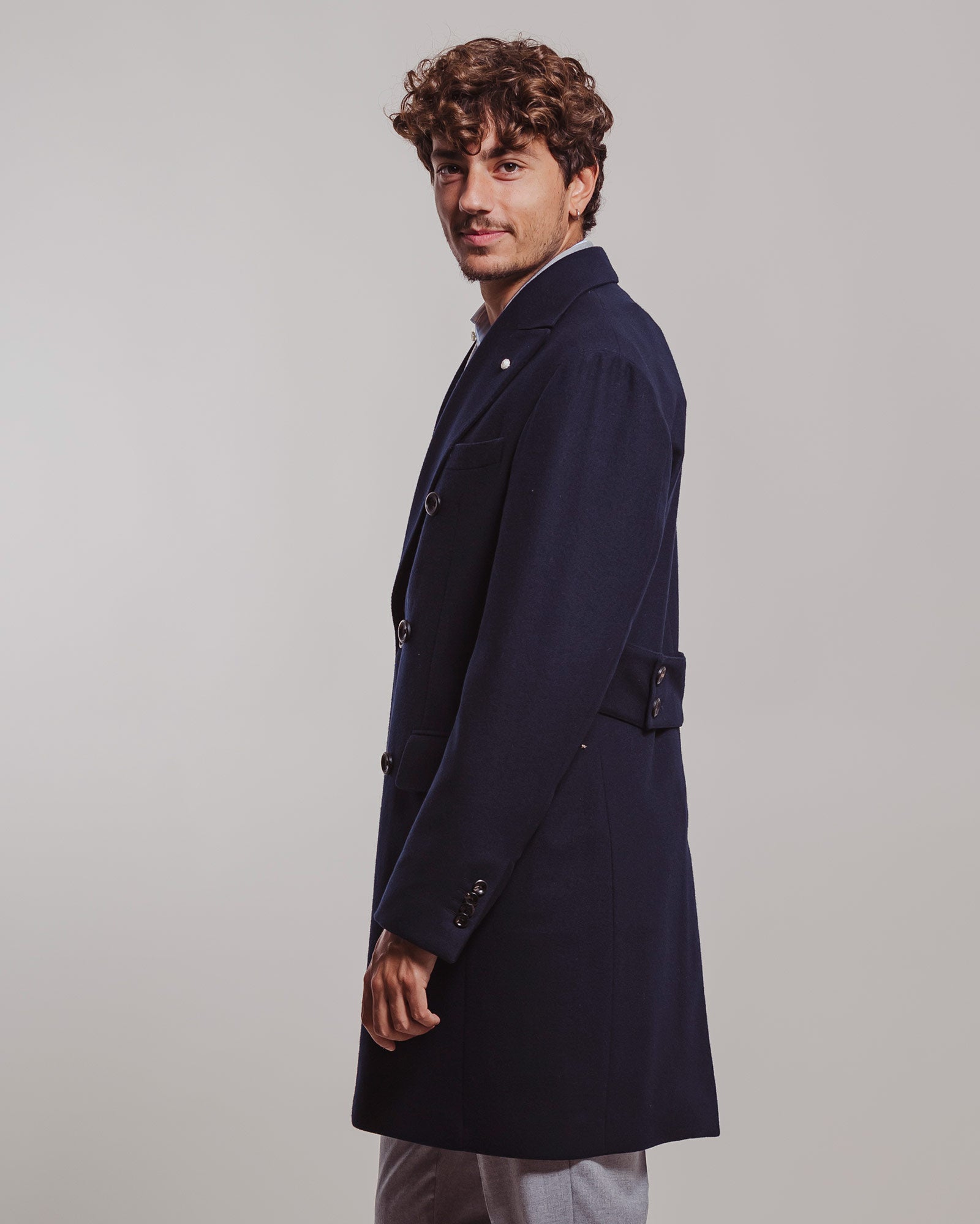 Cappotto Luigi Bianchi doppio petto blu