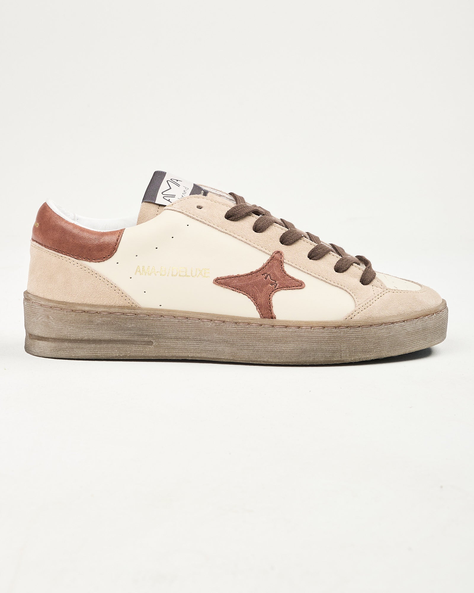 Sneaker Ama Brand in suede e pelle bruciato beige