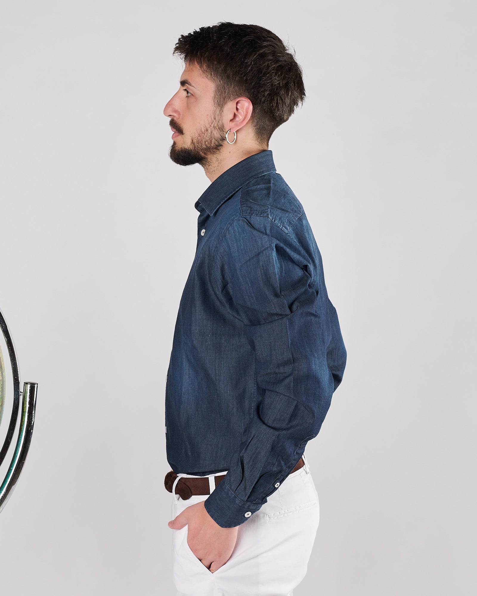 Camicia Alessandro Lamura in denim scuro blu