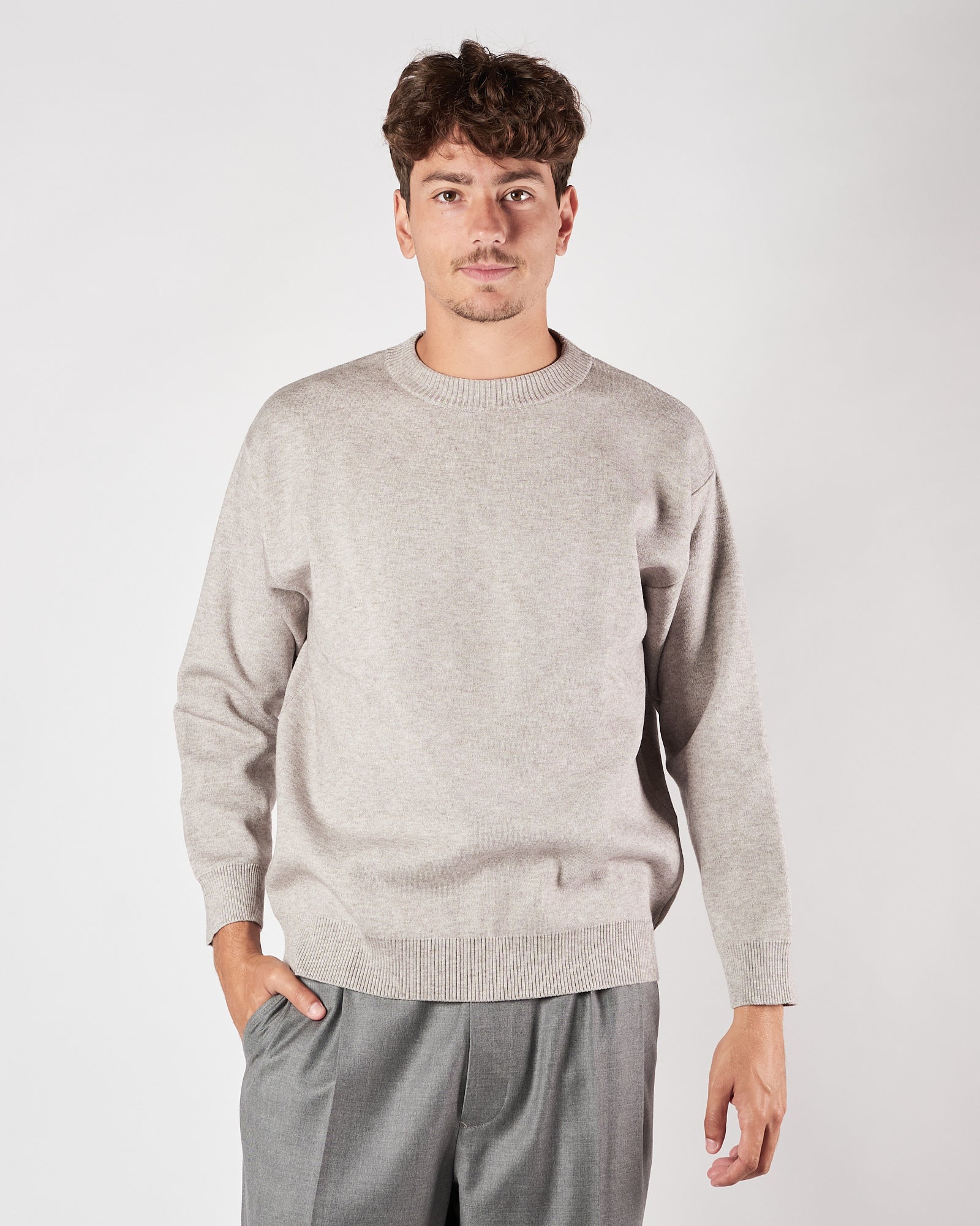Maglia Officina36 girocollo over grigio