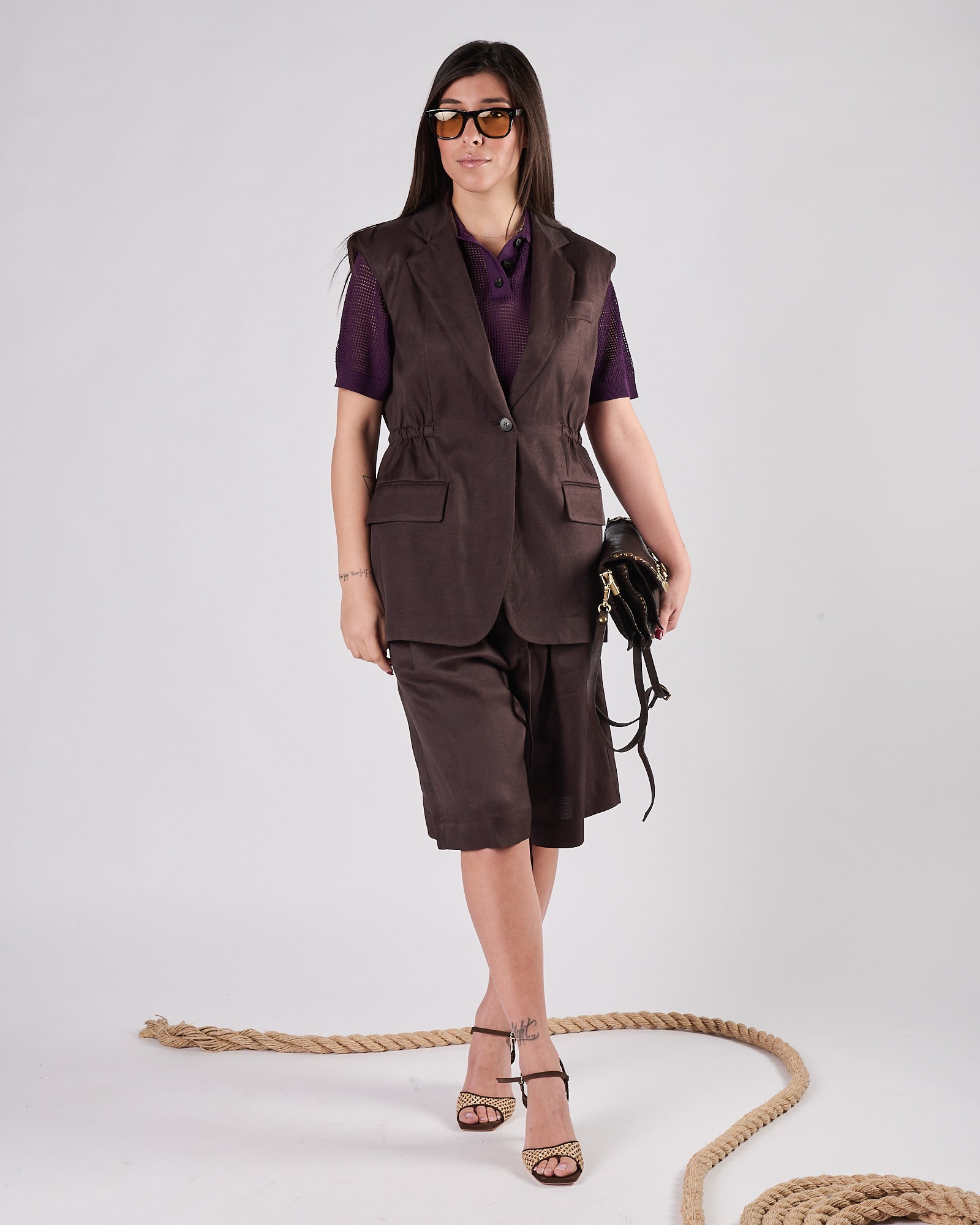 Gilet Tela9 elastico in vita moro