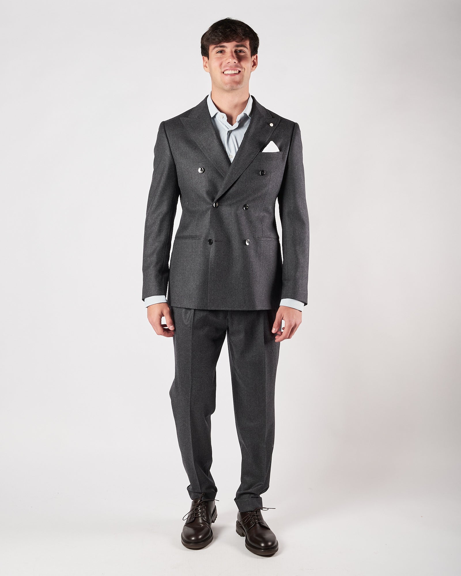 Pantalone Luigi Bianchi doppia pence grigio