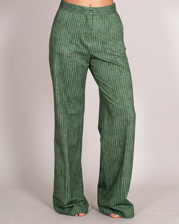 Pantalone gessato verde