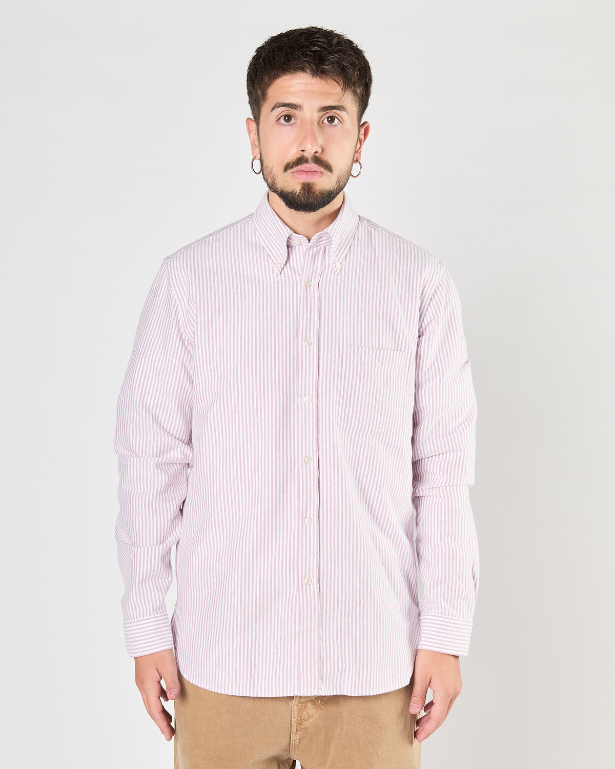 Camicia Xacus button down a righe rosa