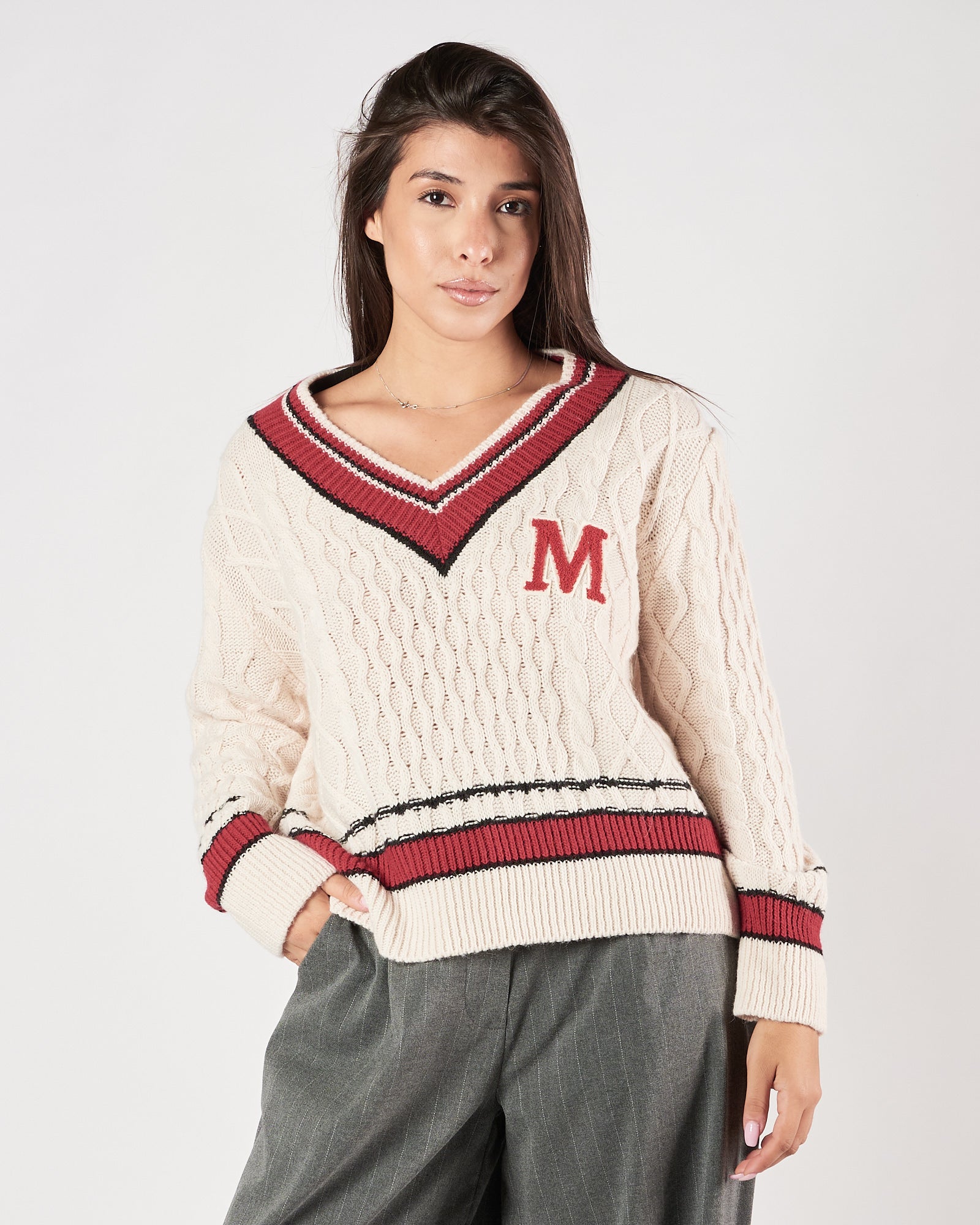 Maglia Marc Ellis scollo v panna e rossa