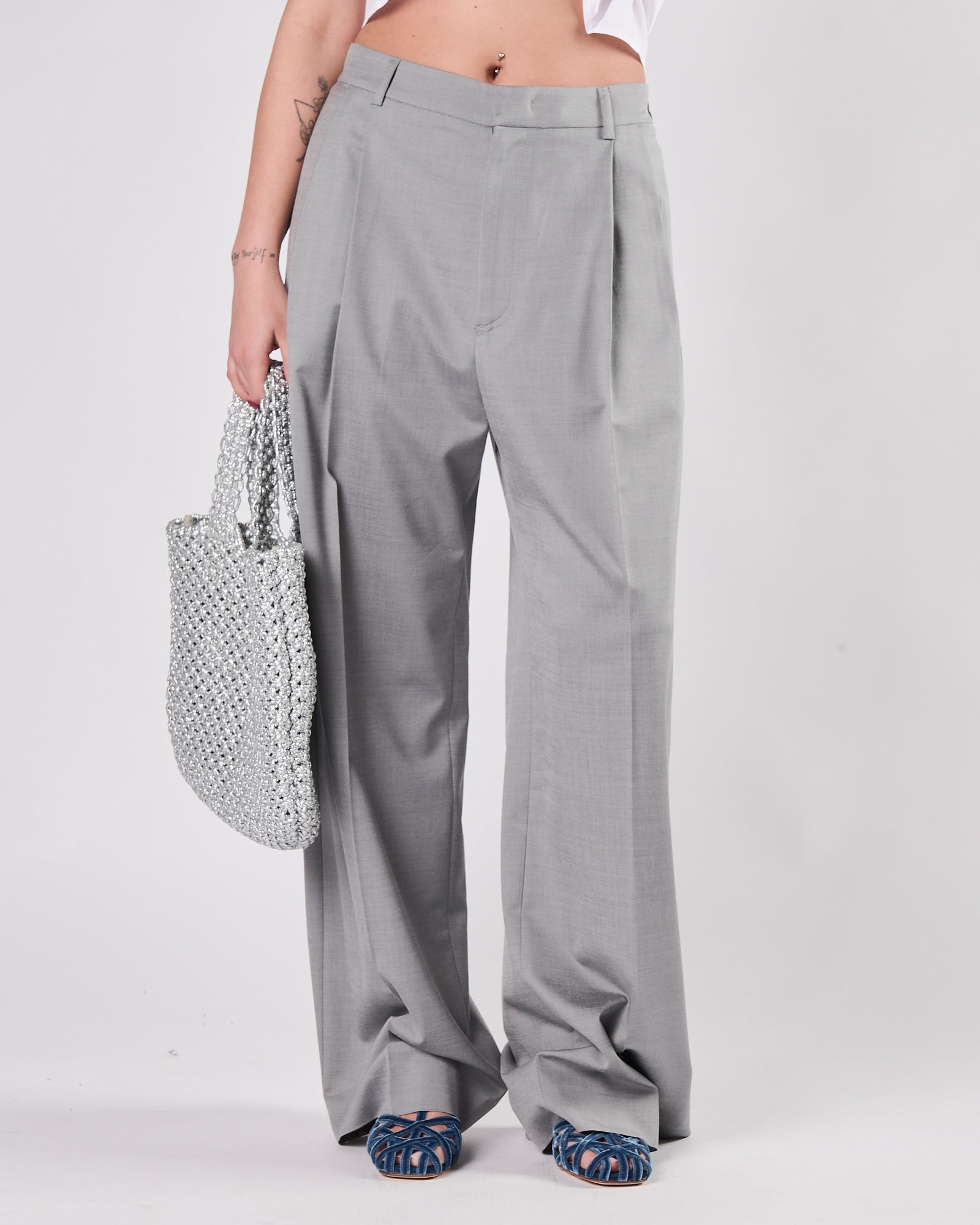 Pantalone Tela9 con pence grigio chiaro