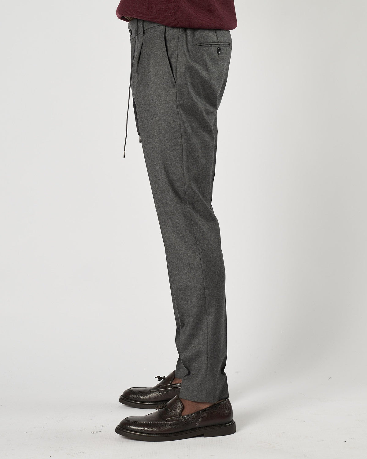 Pantalone A|STORE in flanella grigio medio