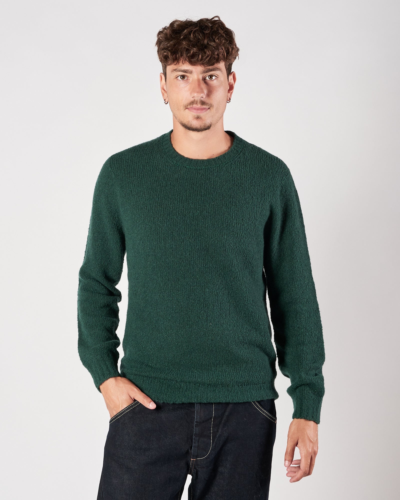 Maglia A|STORE lana e cachemere girocollo verde